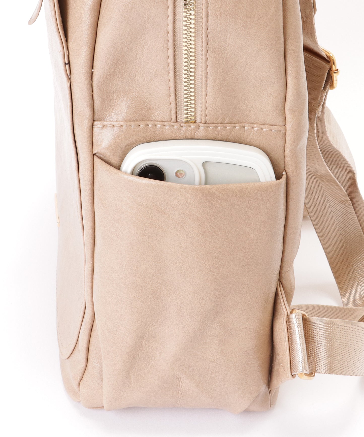 ラウンドファスナー 多ポケット スクエア リュックサック