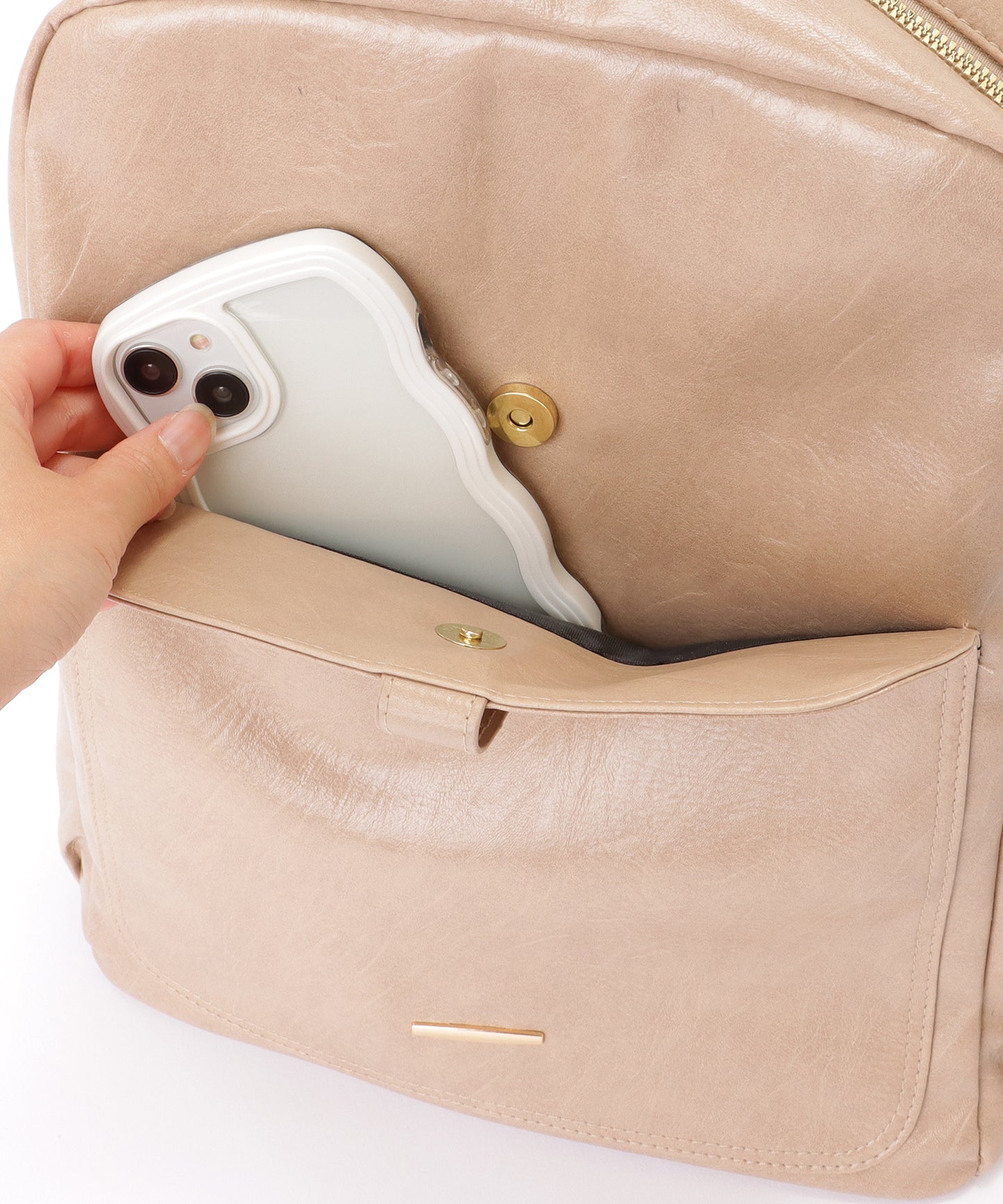 ラウンドファスナー 多ポケット スクエア リュックサック