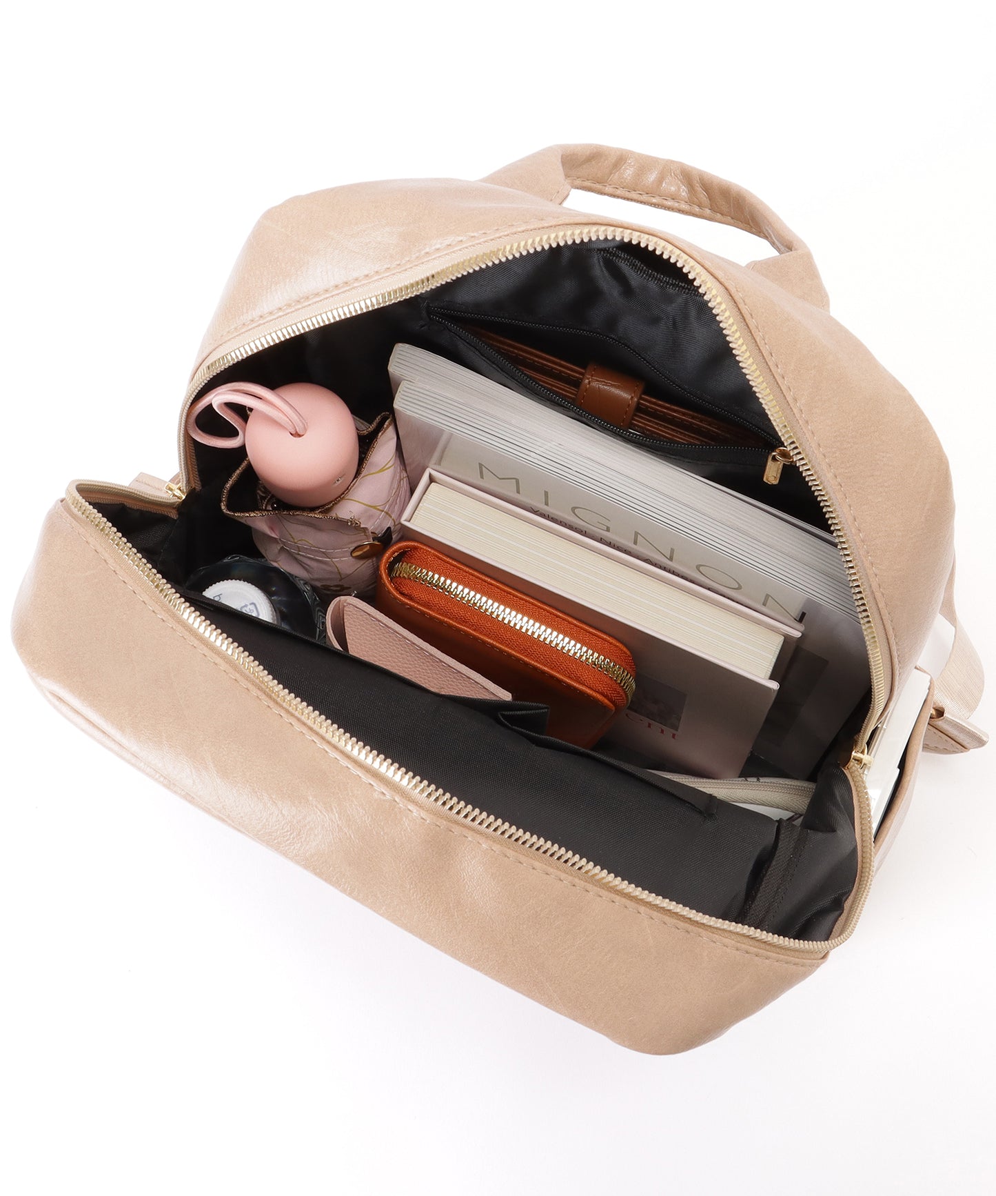 ラウンドファスナー 多ポケット スクエア リュックサック