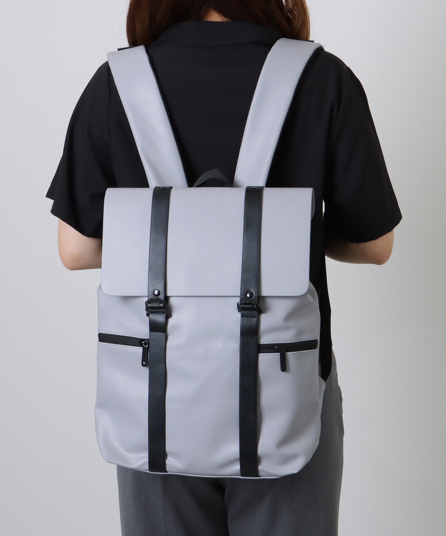 配色ライン スクエア バックパック