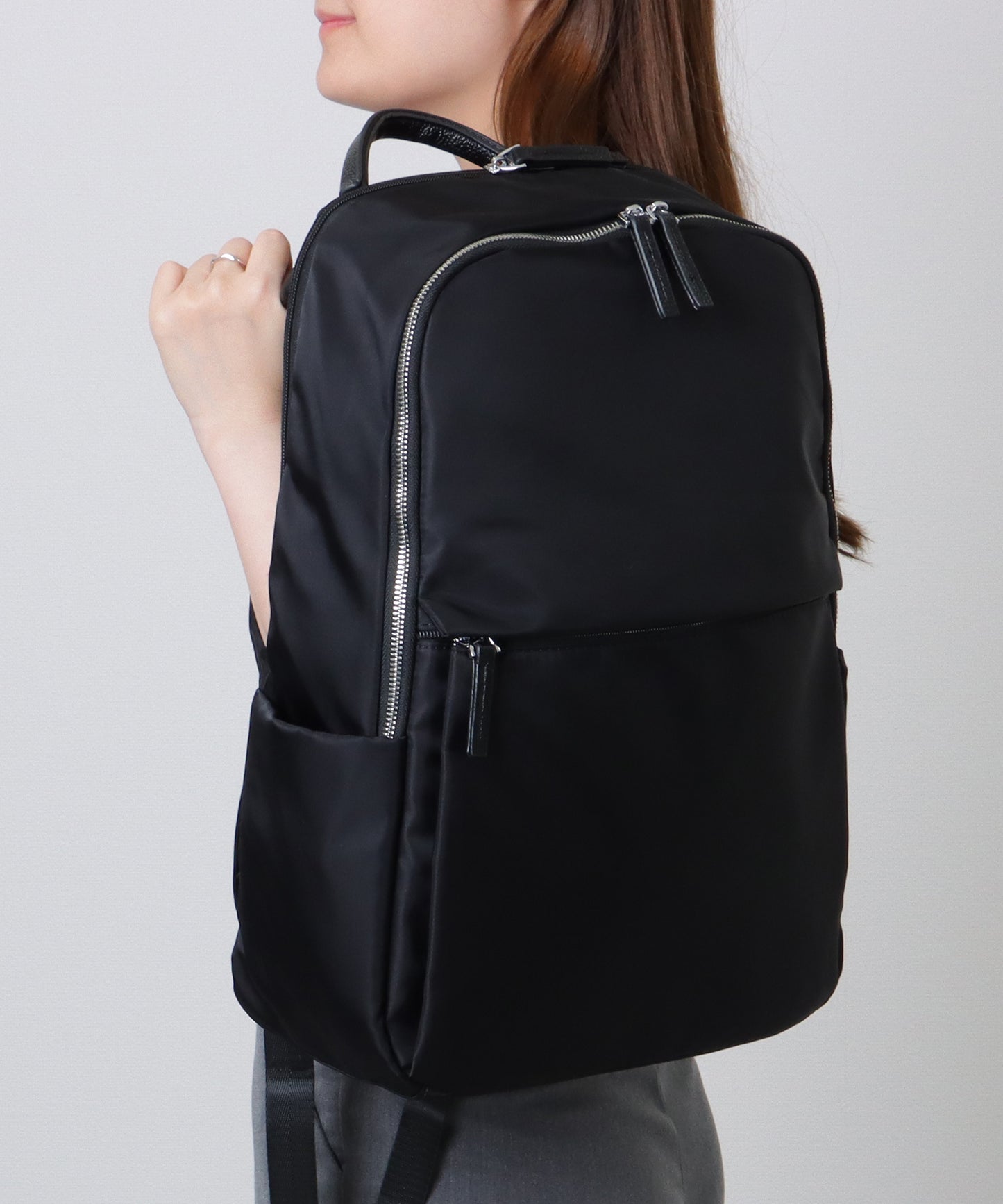 キャリーオン ベルト付き オックスフォード生地 スクエア リュックサック