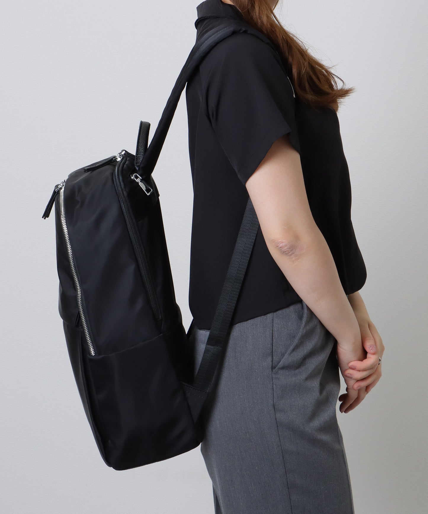 キャリーオン ベルト付き オックスフォード生地 スクエア リュックサック