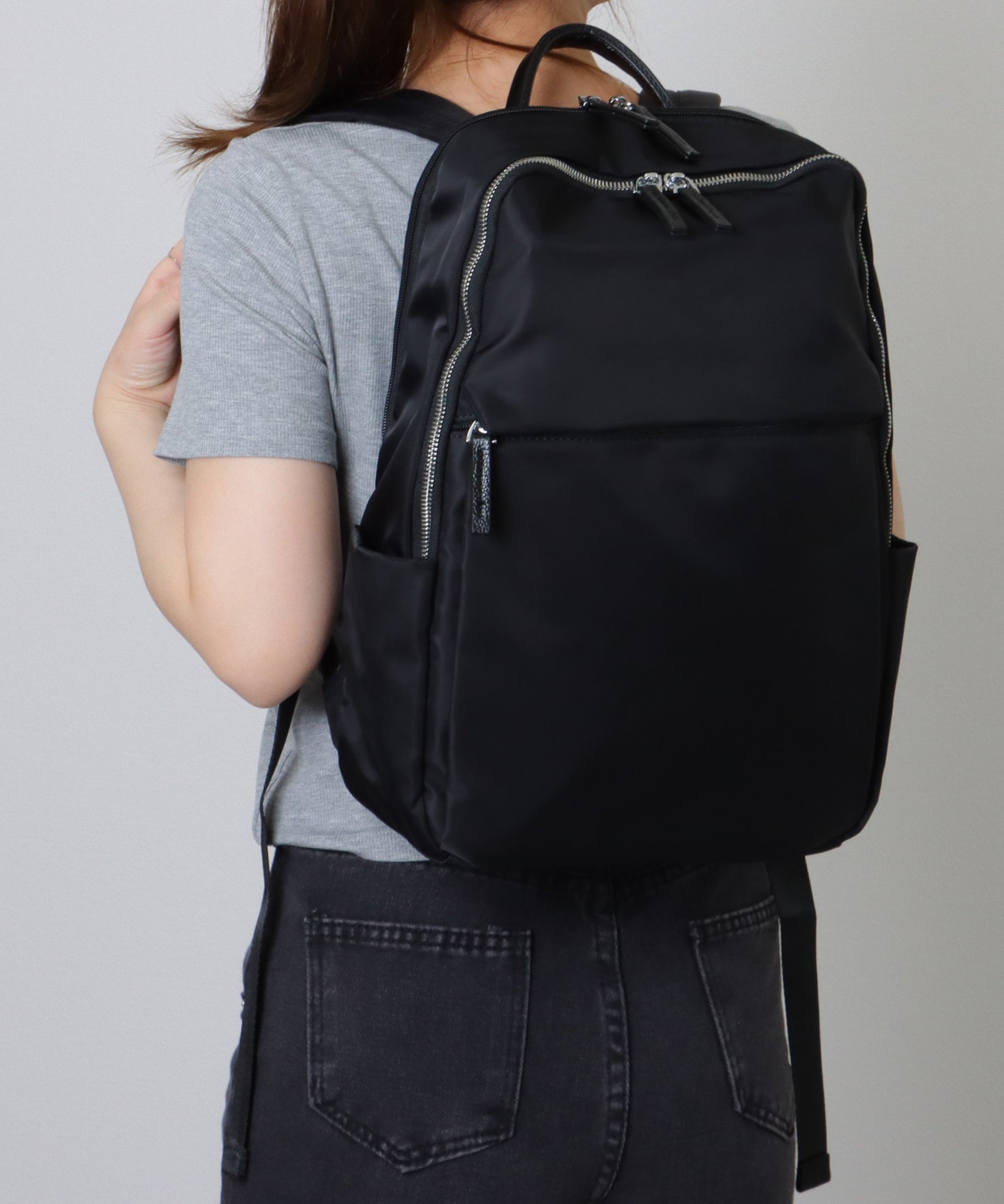 キャリーオン ベルト付き オックスフォード生地 スクエア リュックサック