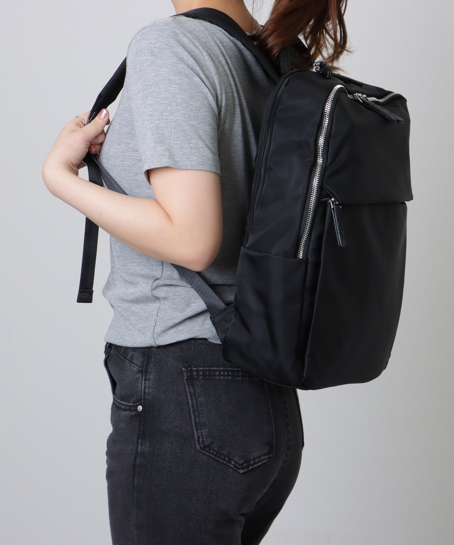 キャリーオン ベルト付き オックスフォード生地 スクエア リュックサック