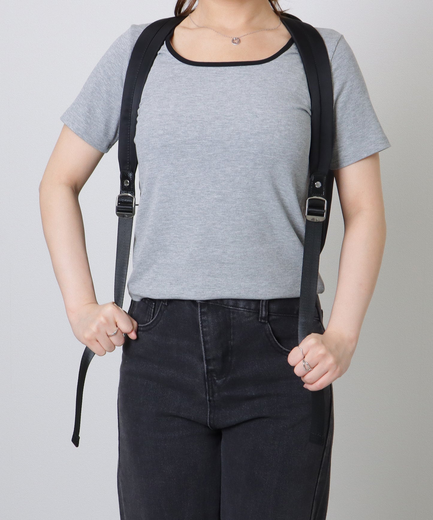 キャリーオン ベルト付き オックスフォード生地 スクエア リュックサック