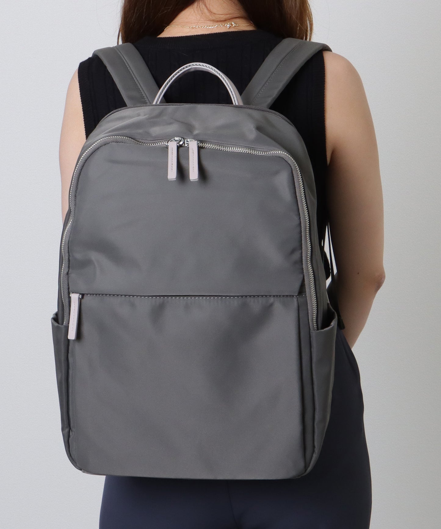 キャリーオン ベルト付き オックスフォード生地 スクエア リュックサック