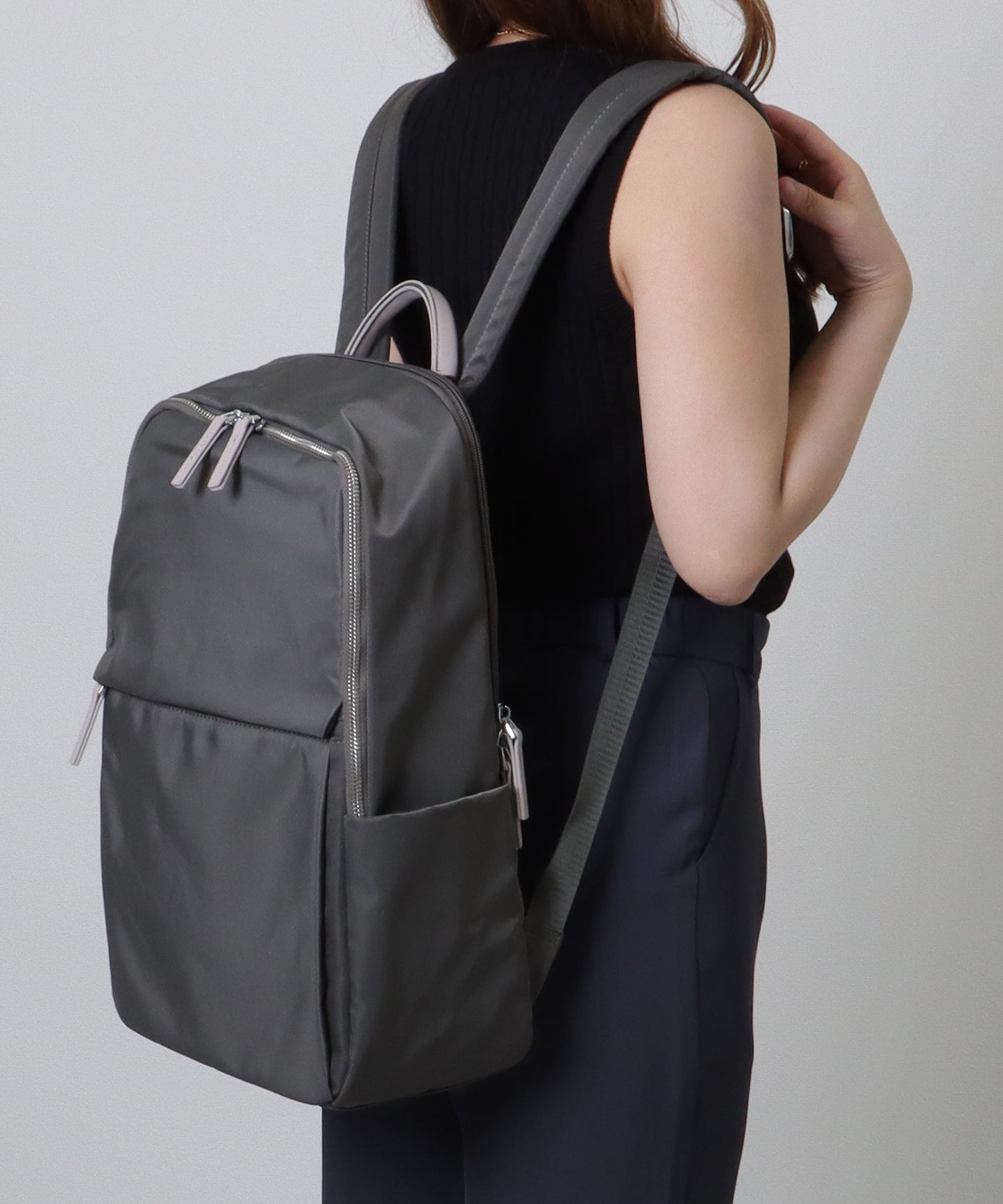 キャリーオン ベルト付き オックスフォード生地 スクエア リュックサック