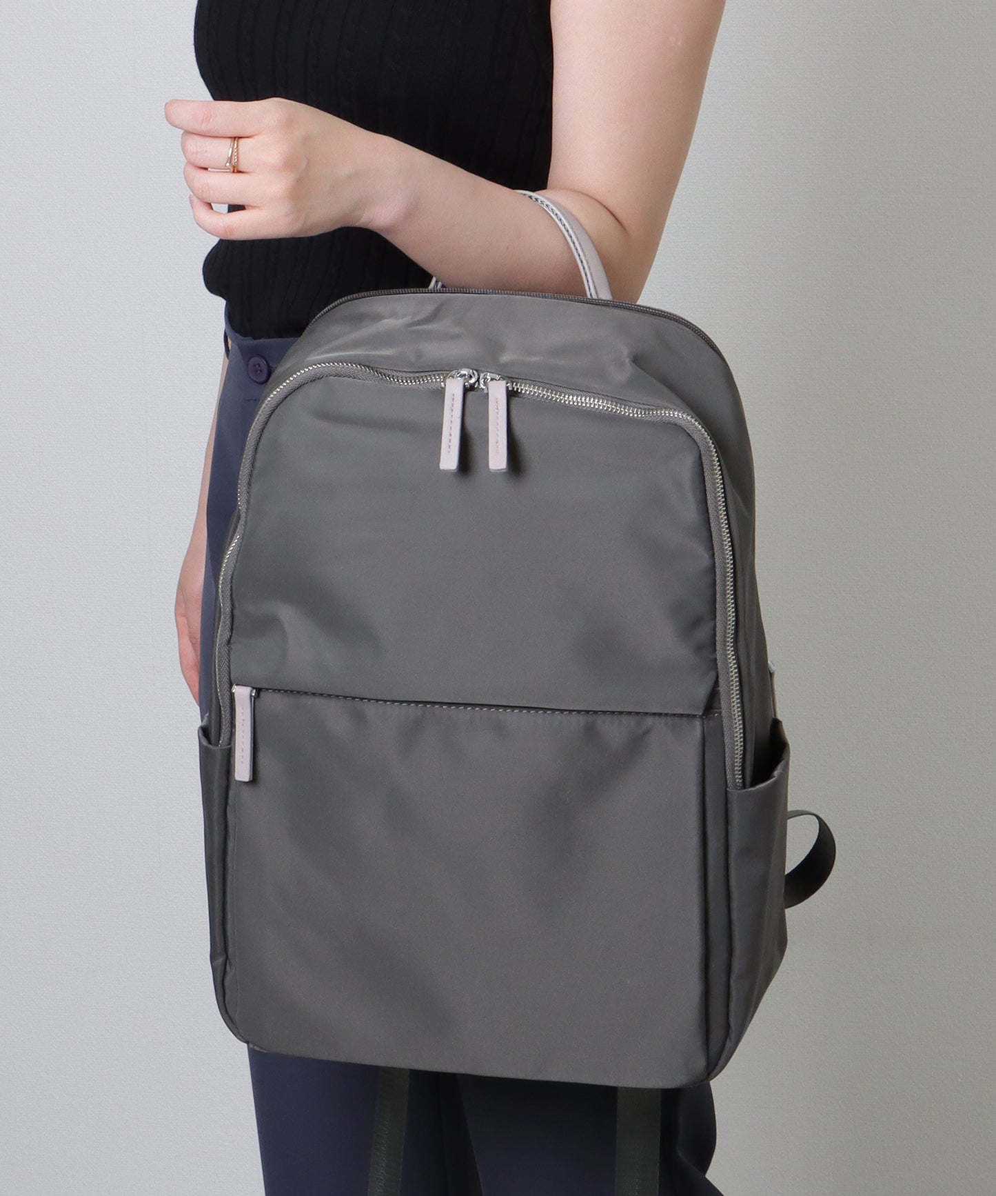 キャリーオン ベルト付き オックスフォード生地 スクエア リュックサック