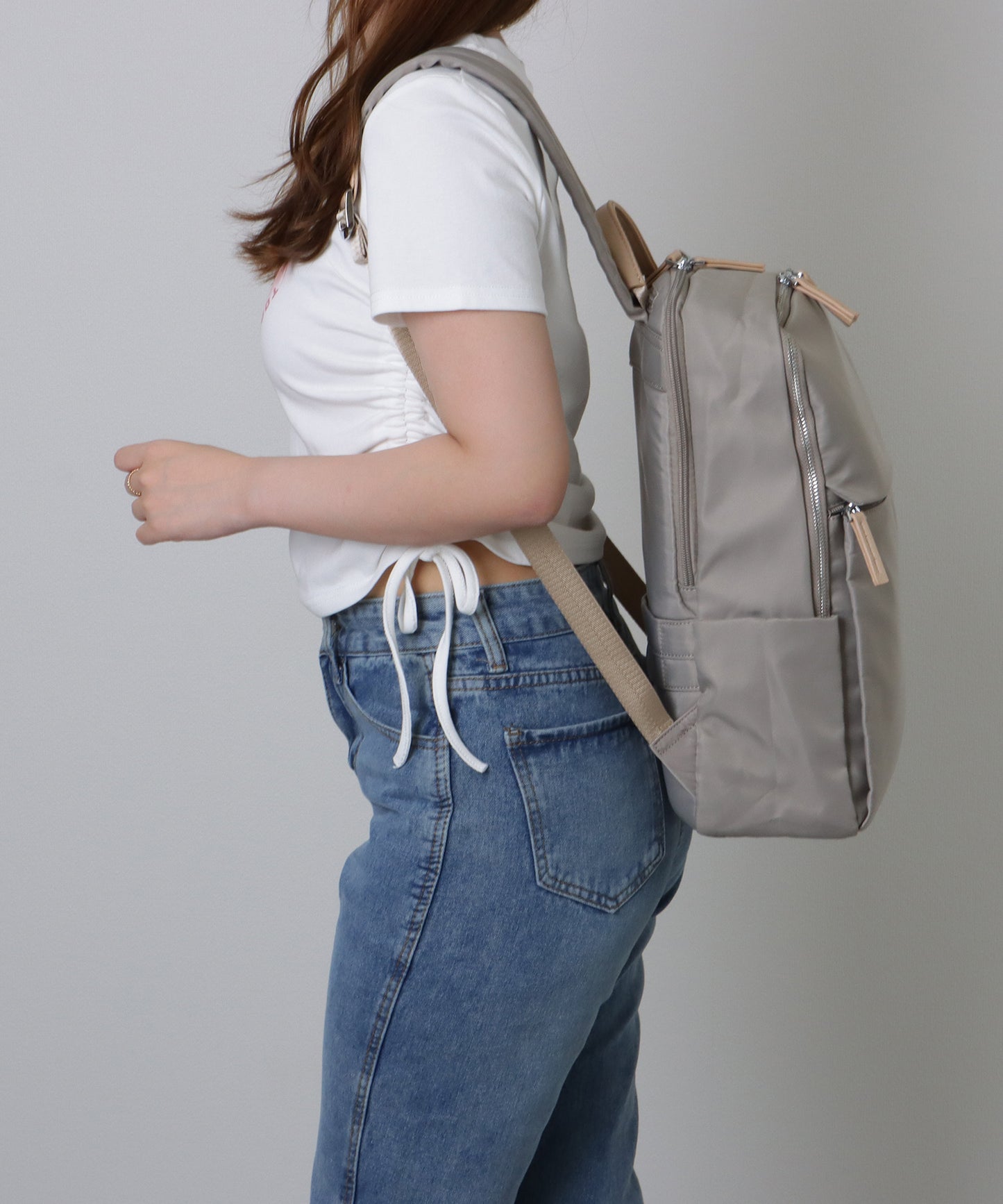 キャリーオン ベルト付き オックスフォード生地 スクエア リュックサック