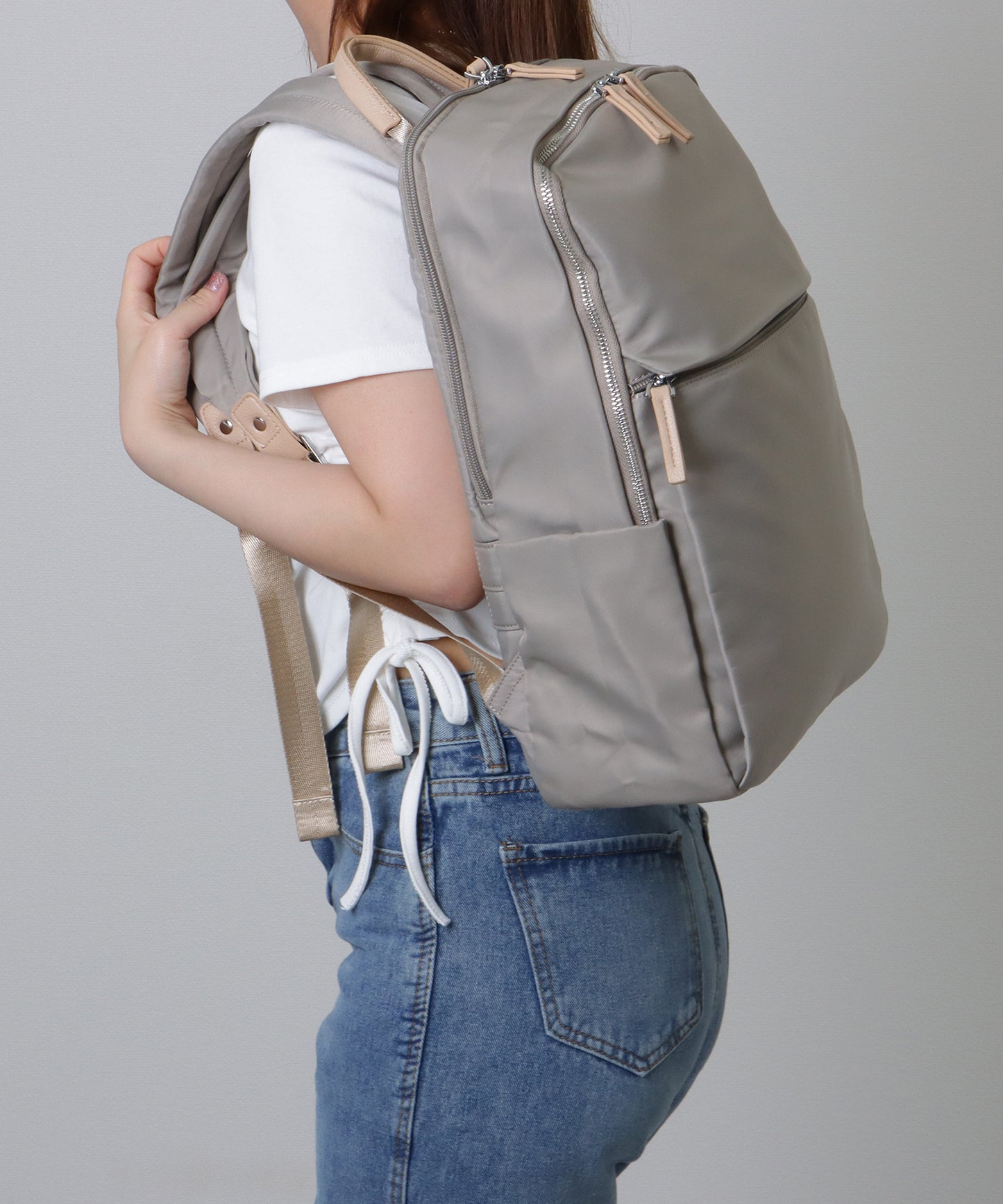 キャリーオン ベルト付き オックスフォード生地 スクエア リュックサック