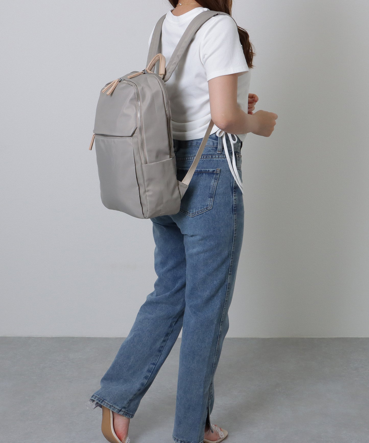 キャリーオン ベルト付き オックスフォード生地 スクエア リュックサック