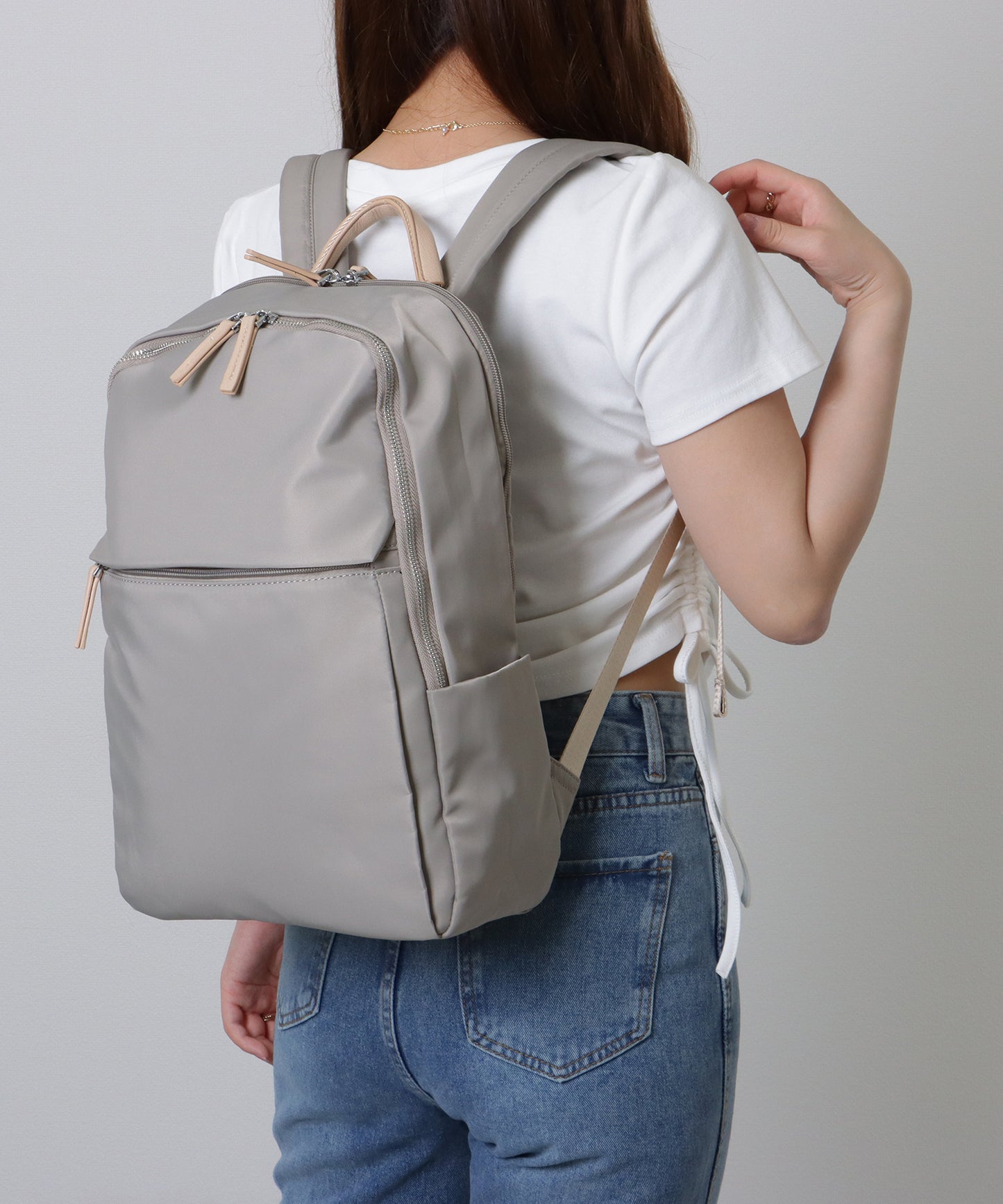 キャリーオン ベルト付き オックスフォード生地 スクエア リュックサック