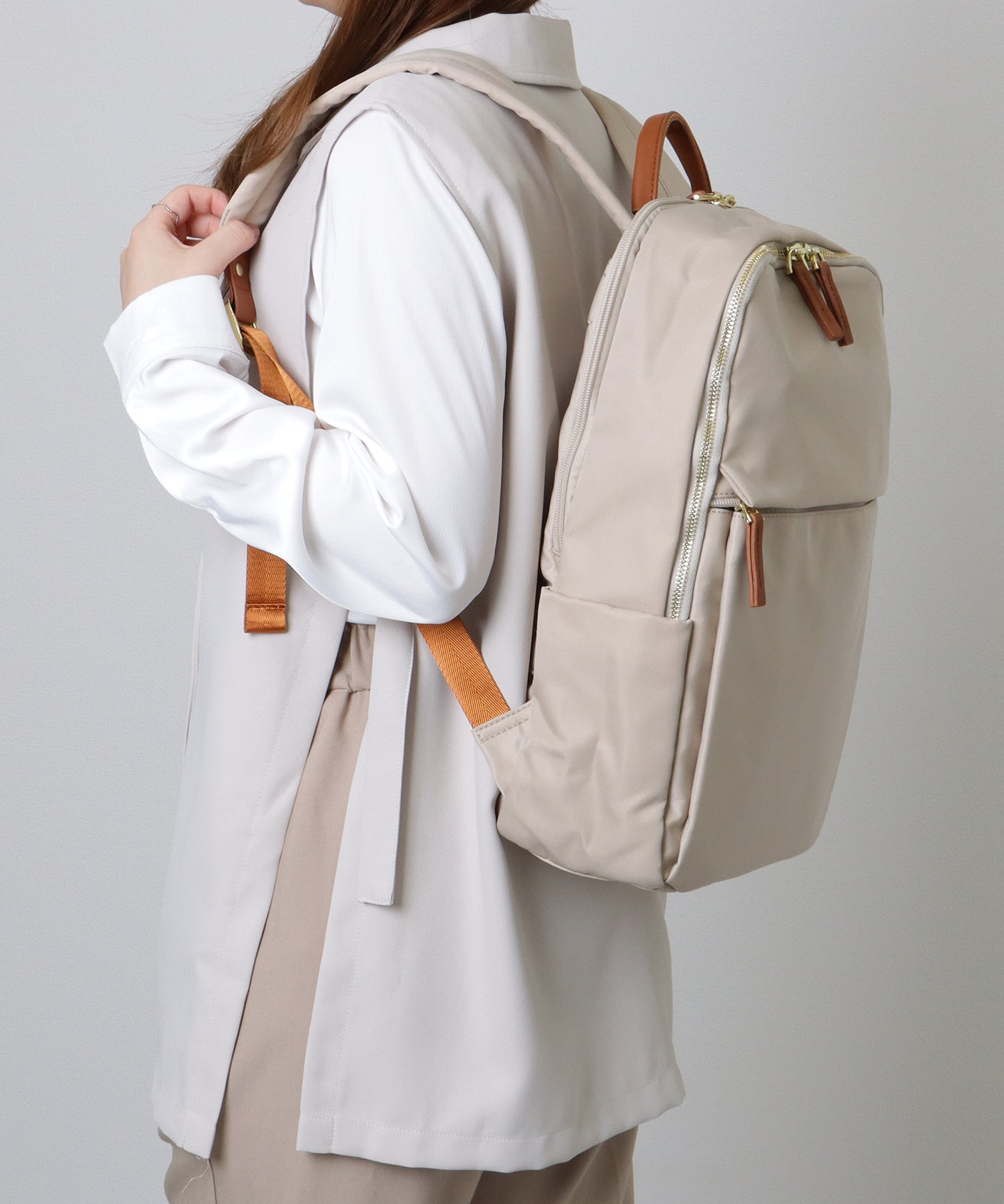 キャリーオン ベルト付き オックスフォード生地 スクエア リュックサック