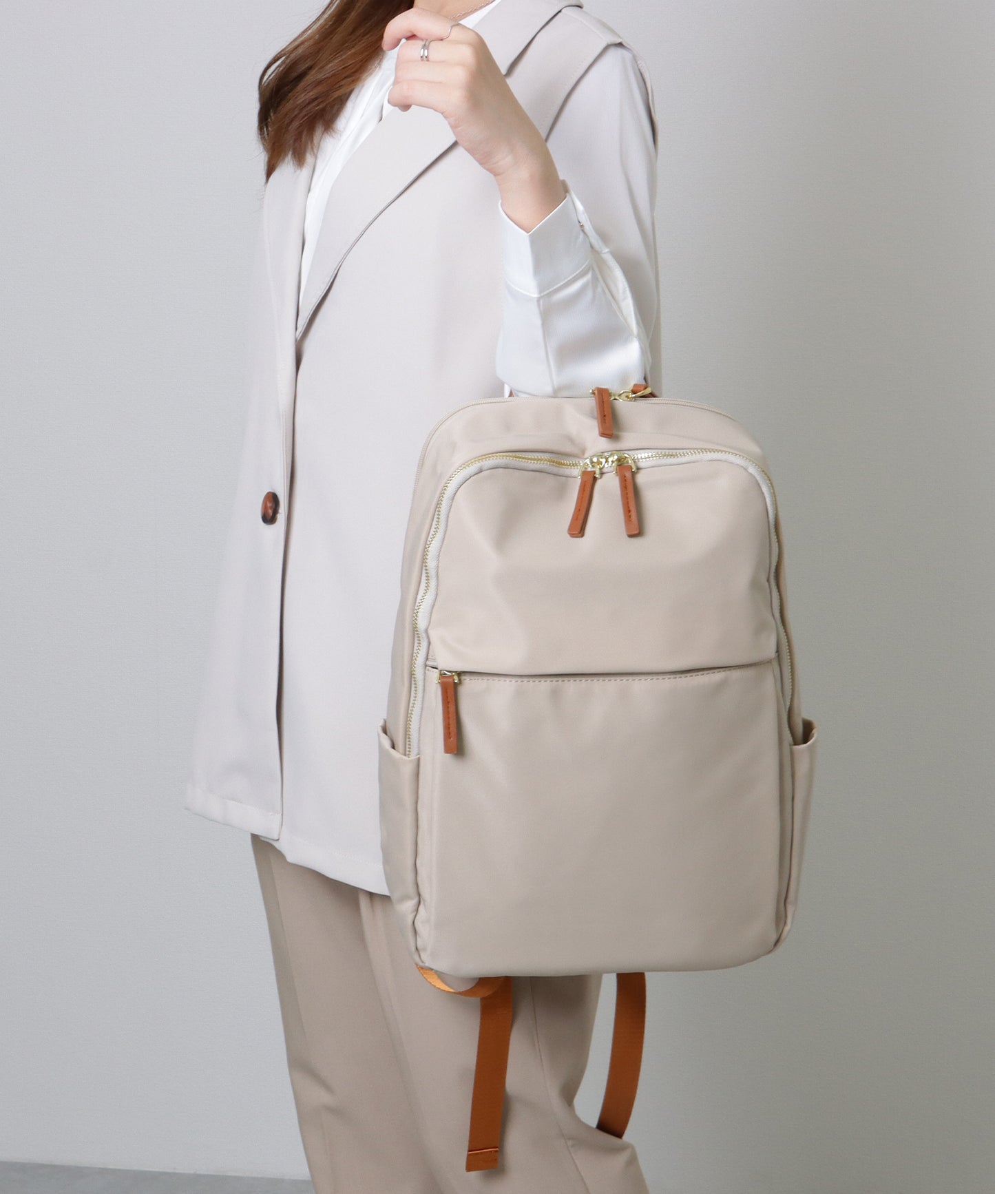 キャリーオン ベルト付き オックスフォード生地 スクエア リュックサック