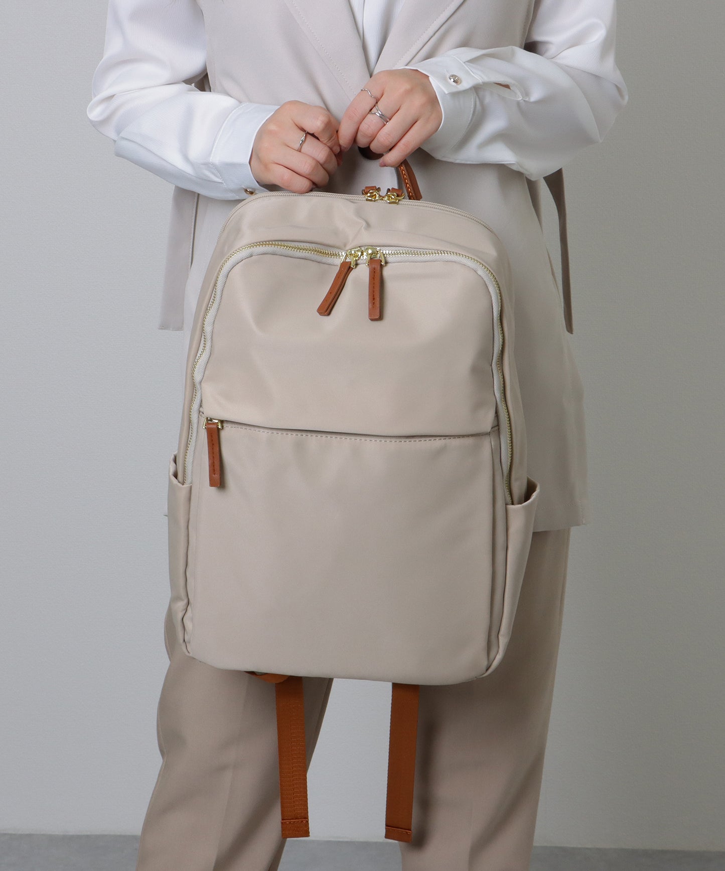 キャリーオン ベルト付き オックスフォード生地 スクエア リュックサック