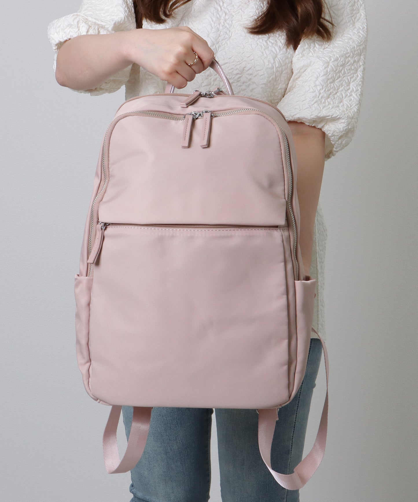 キャリーオン ベルト付き オックスフォード生地 スクエア リュックサック