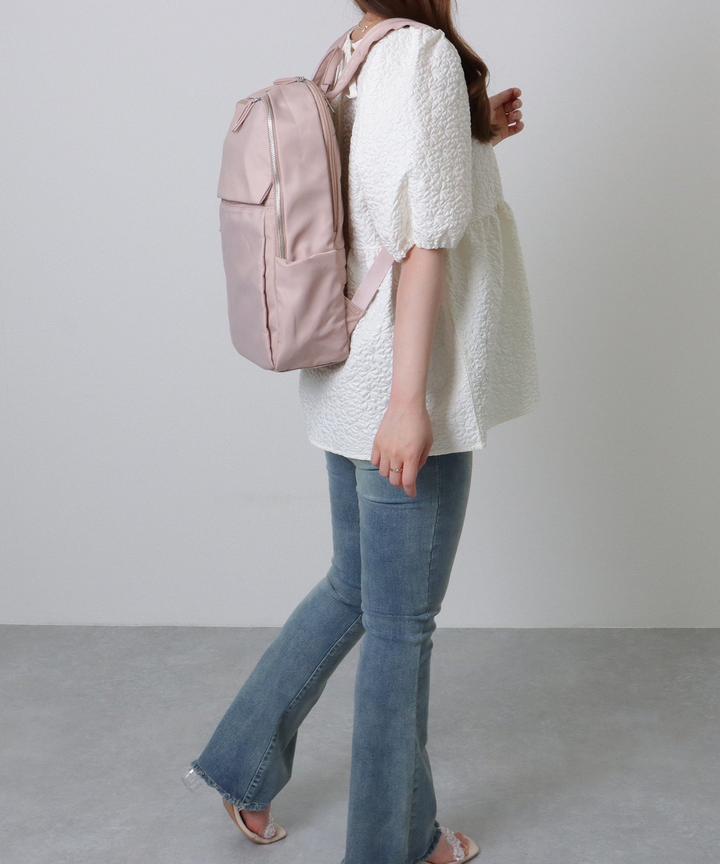 キャリーオン ベルト付き オックスフォード生地 スクエア リュックサック