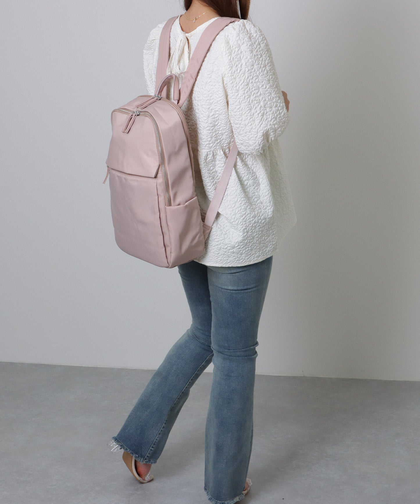 キャリーオン ベルト付き オックスフォード生地 スクエア リュックサック