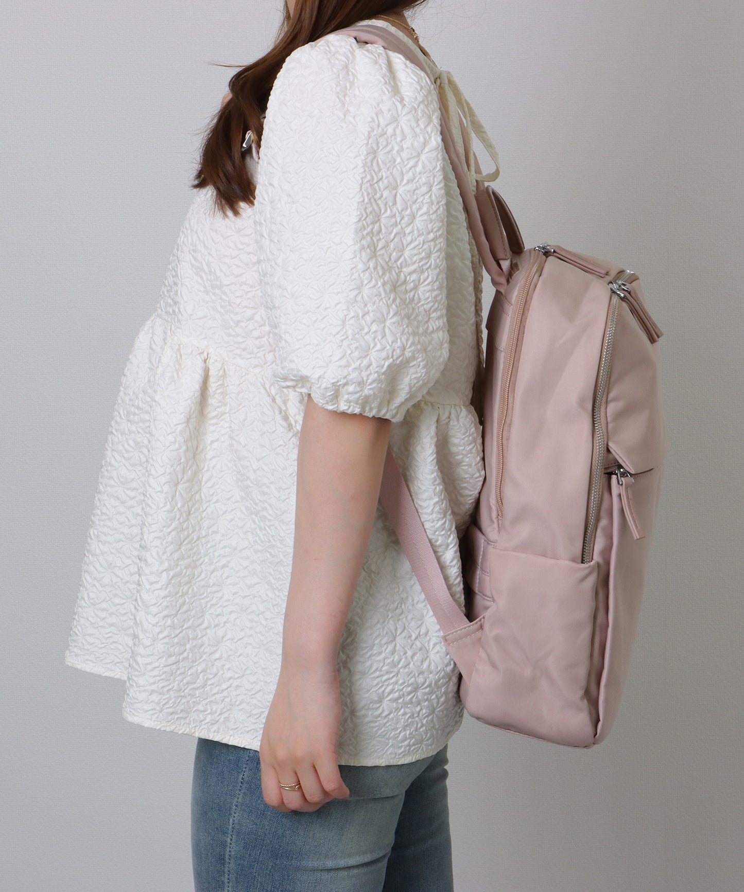 キャリーオン ベルト付き オックスフォード生地 スクエア リュックサック