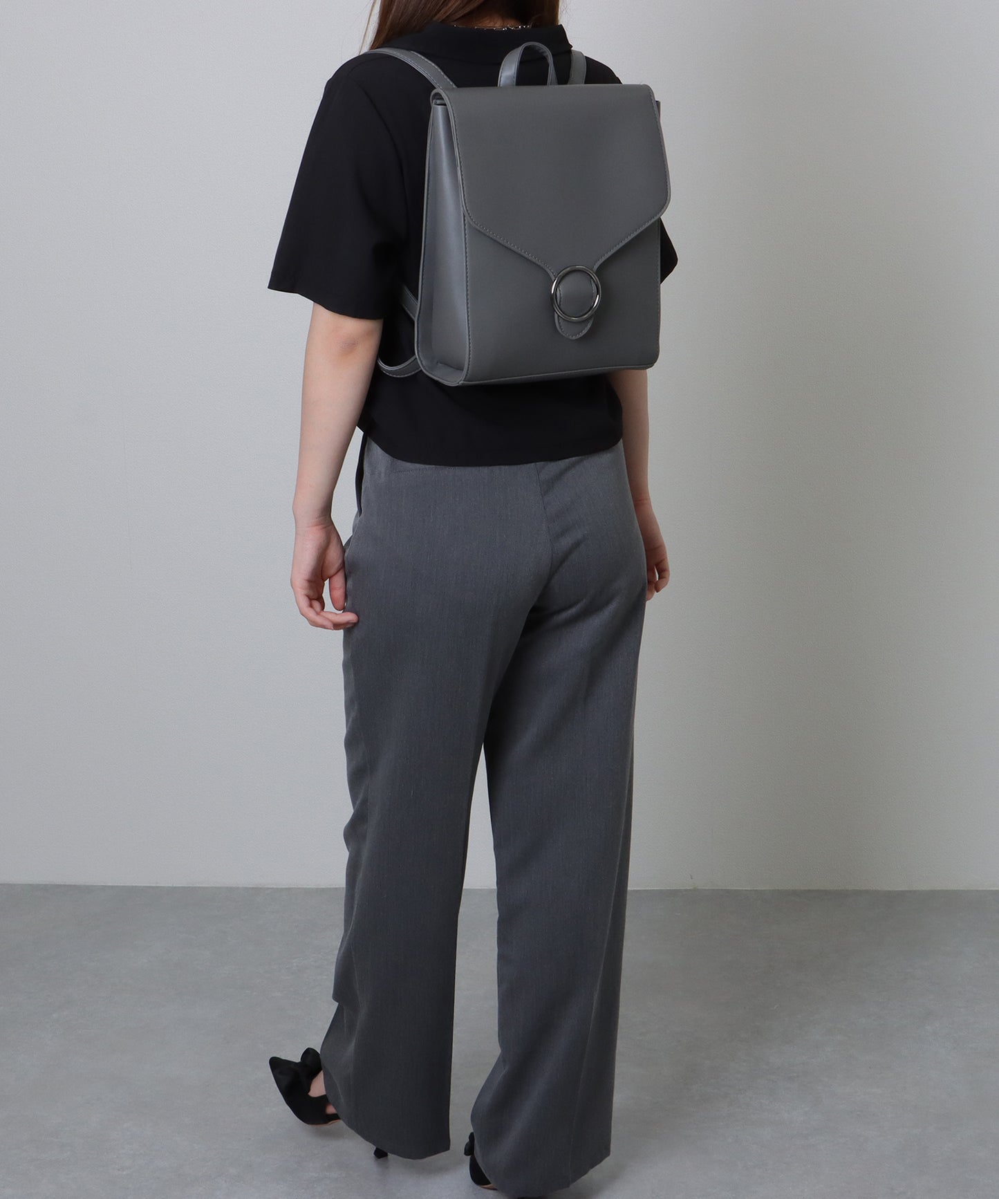 2WAY レザー調 スクエア フラップ バック