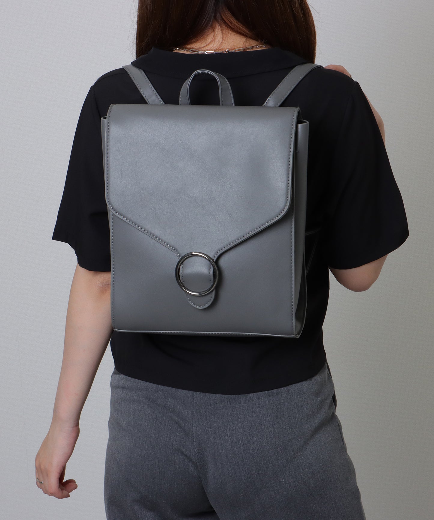 2WAY レザー調 スクエア フラップ バック