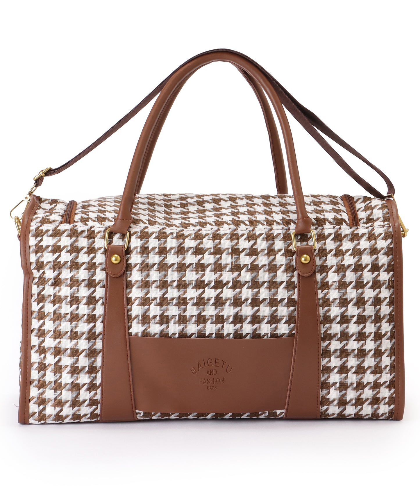 大容量 千鳥格子柄 2WAY ボストン ショルダーバッグ