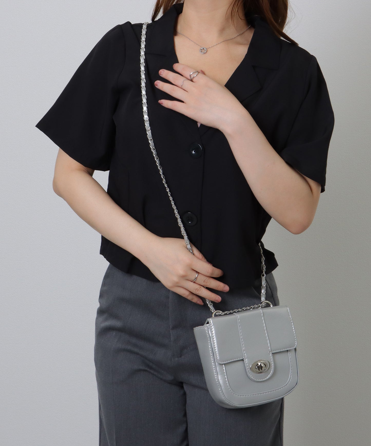 コンパクト ラウンド 2WAY チェーン ショルダーバッグ