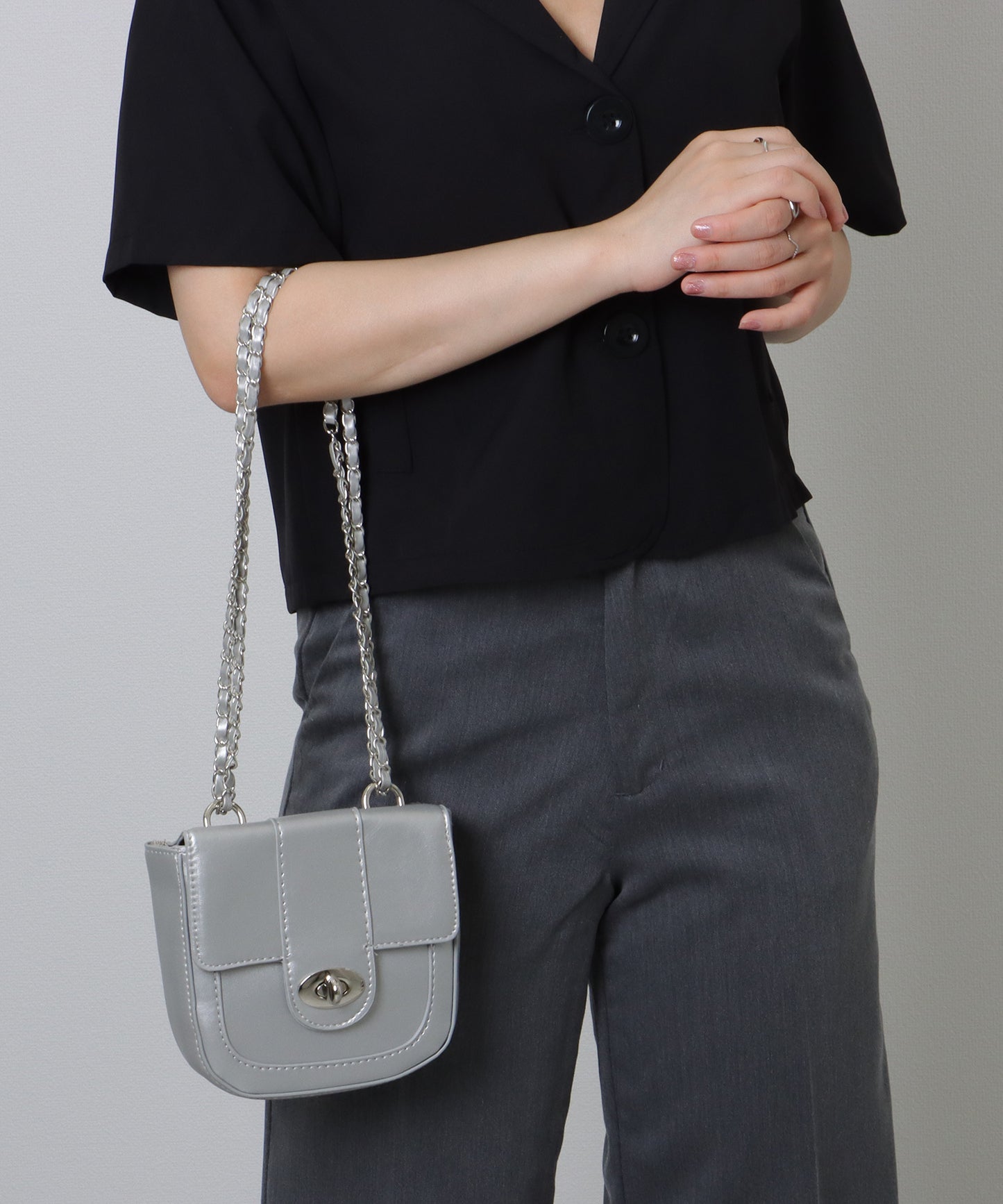 コンパクト ラウンド 2WAY チェーン ショルダーバッグ