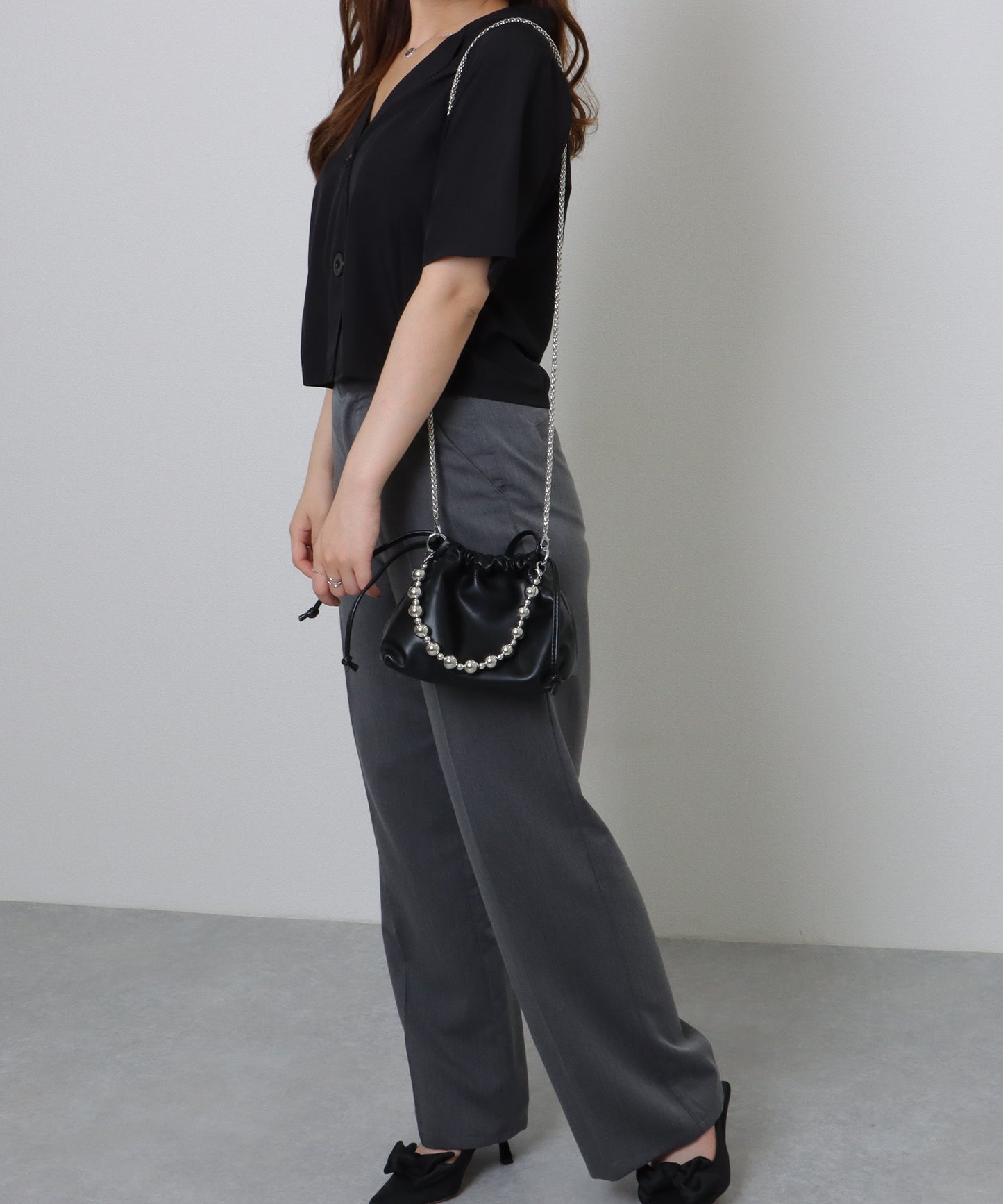 ボールチェーン付き 2WAY 巾着 バッグ