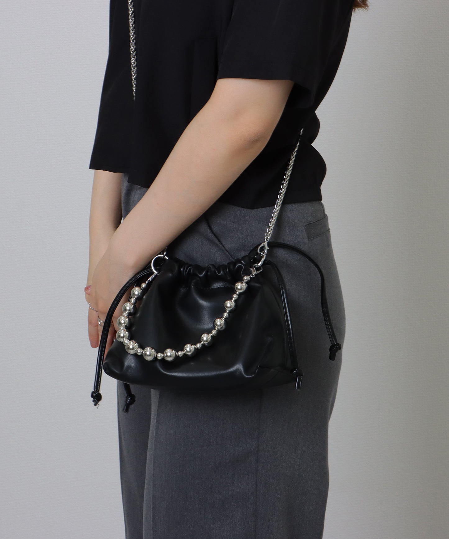 ボールチェーン付き 2WAY 巾着 バッグ