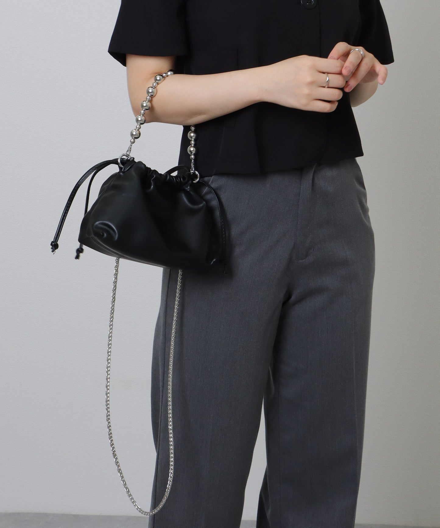 ボールチェーン付き 2WAY 巾着 バッグ