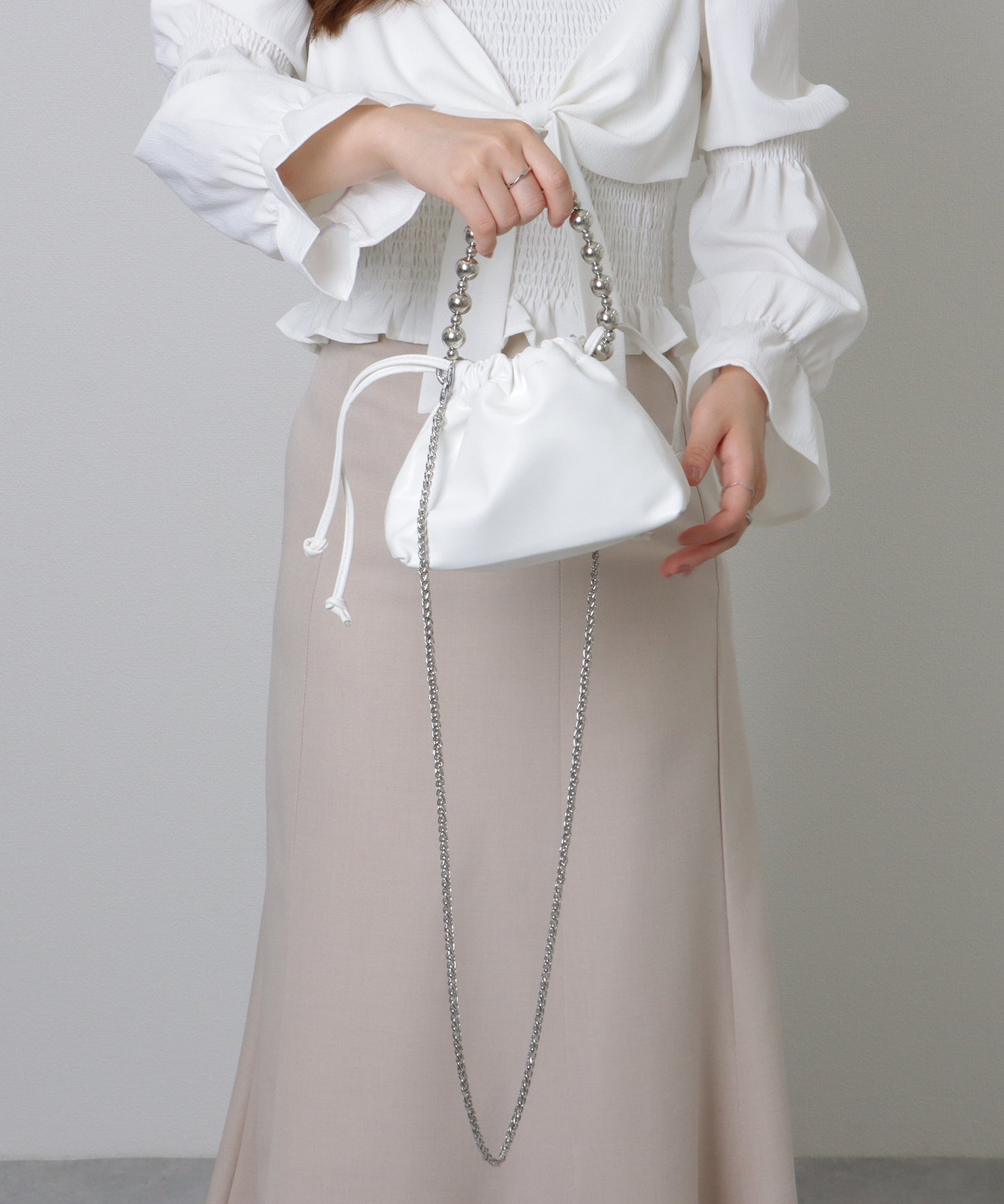 ボールチェーン付き 2WAY 巾着 バッグ