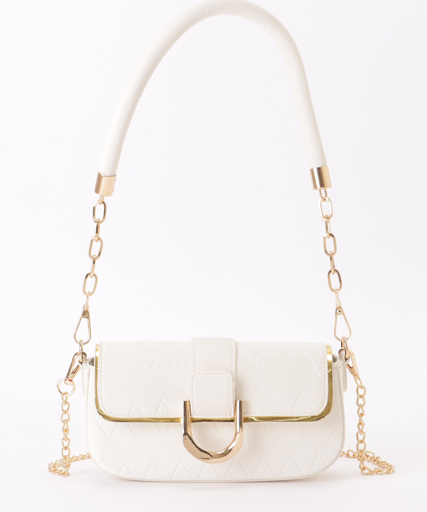 ダイヤ柄 メタリック ラウンド チェーン バッグ