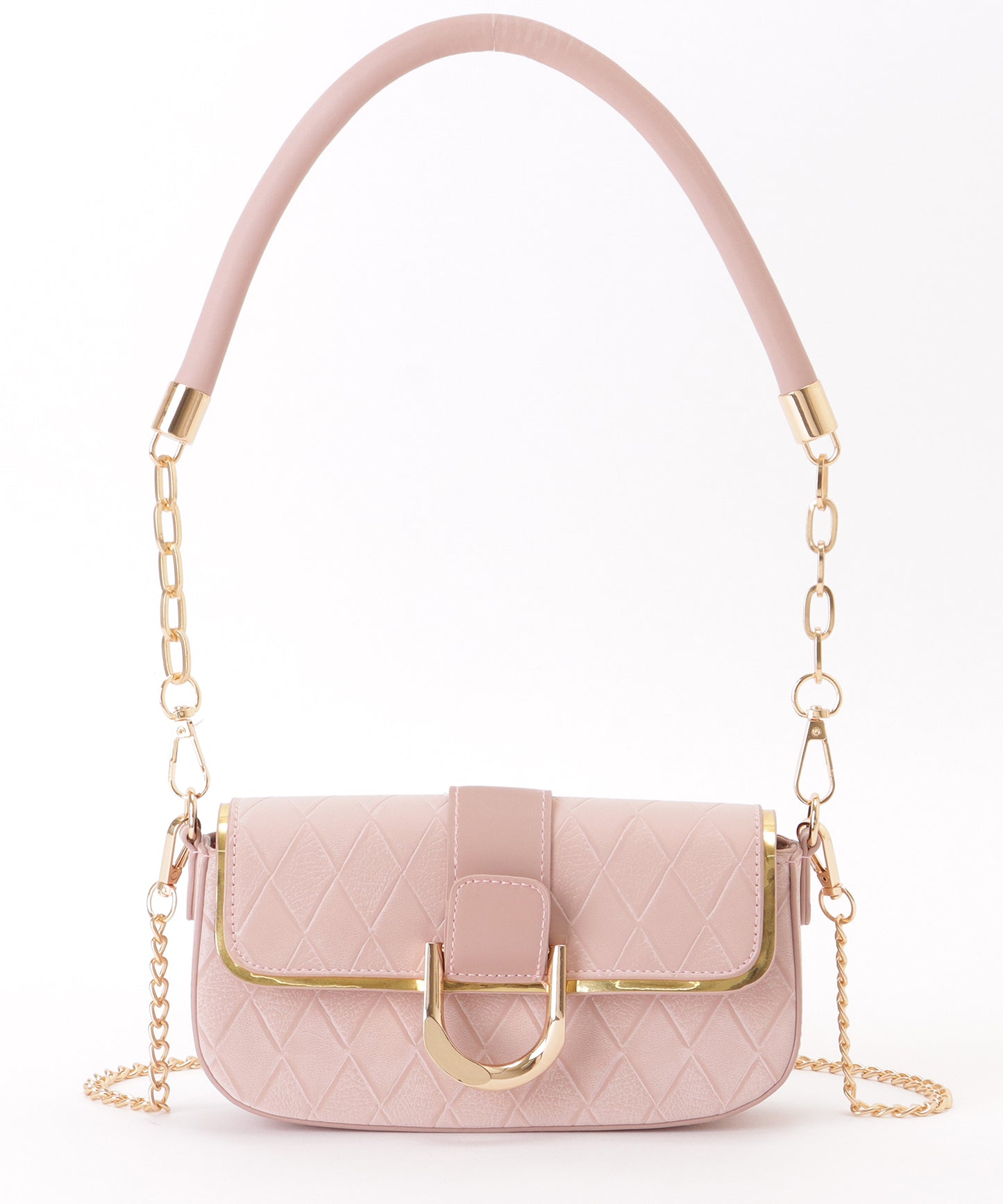 ダイヤ柄 メタリック ラウンド チェーン バッグ