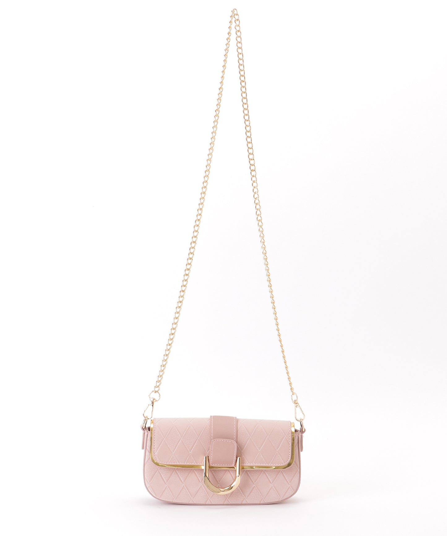 ダイヤ柄 メタリック ラウンド チェーン バッグ