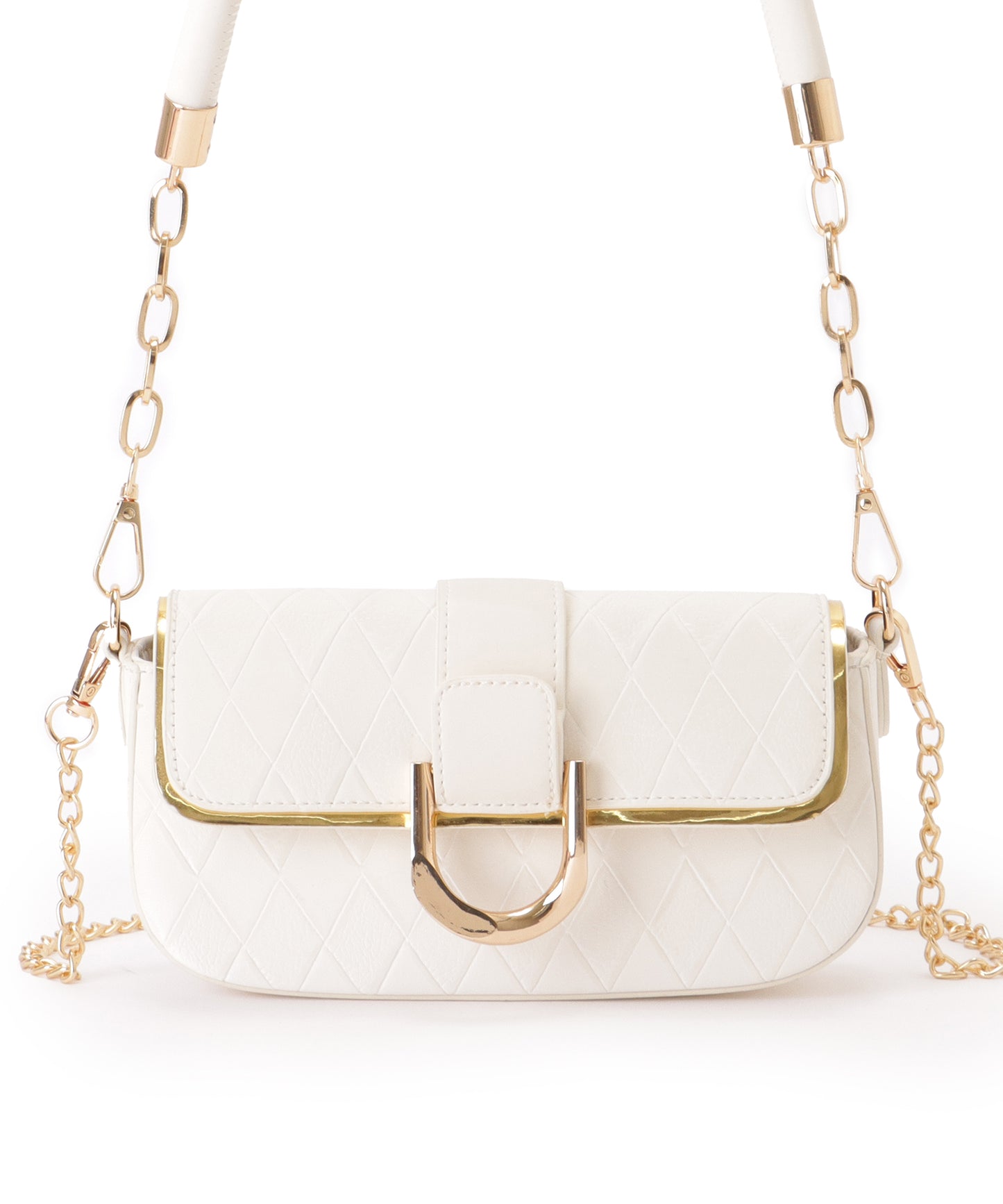 ダイヤ柄 メタリック ラウンド チェーン バッグ