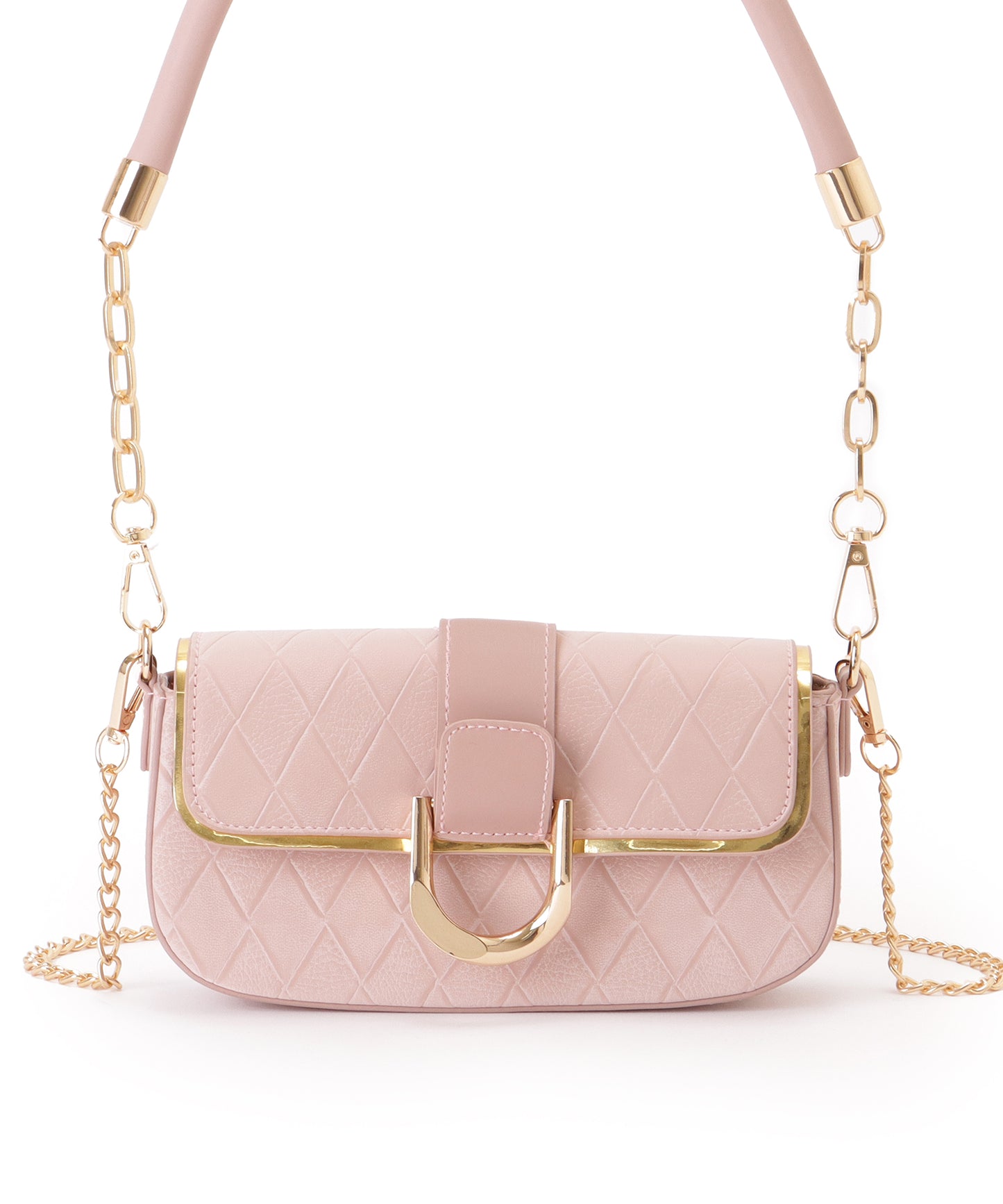 ダイヤ柄 メタリック ラウンド チェーン バッグ