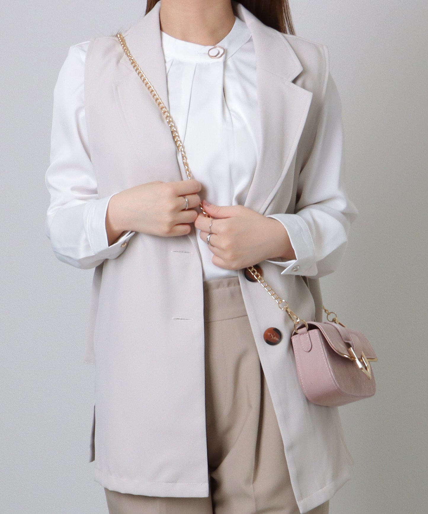 ダイヤ柄 メタリック ラウンド チェーン バッグ