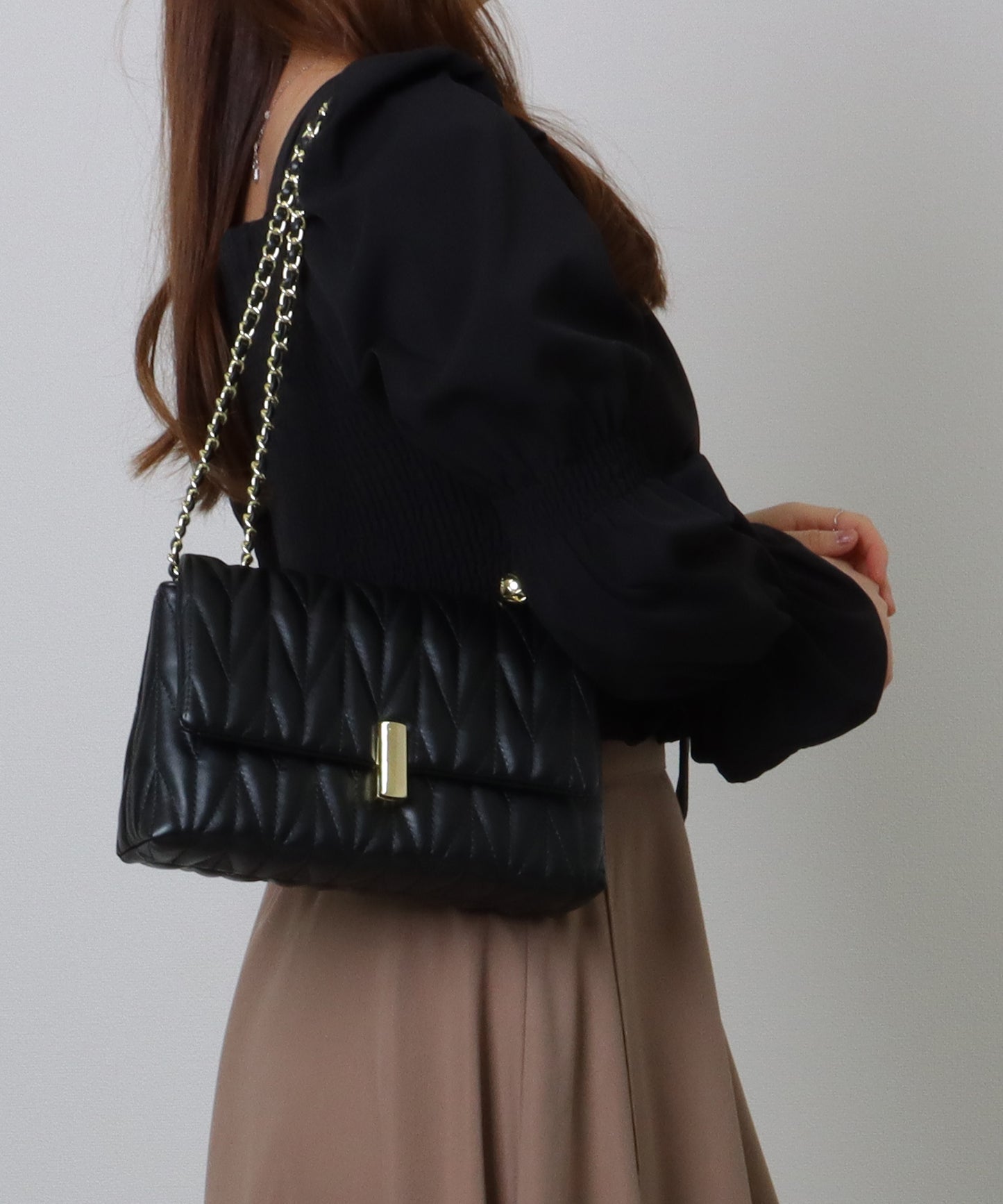 ヘリンボーン ステッチ 2WAY チェーン バッグ