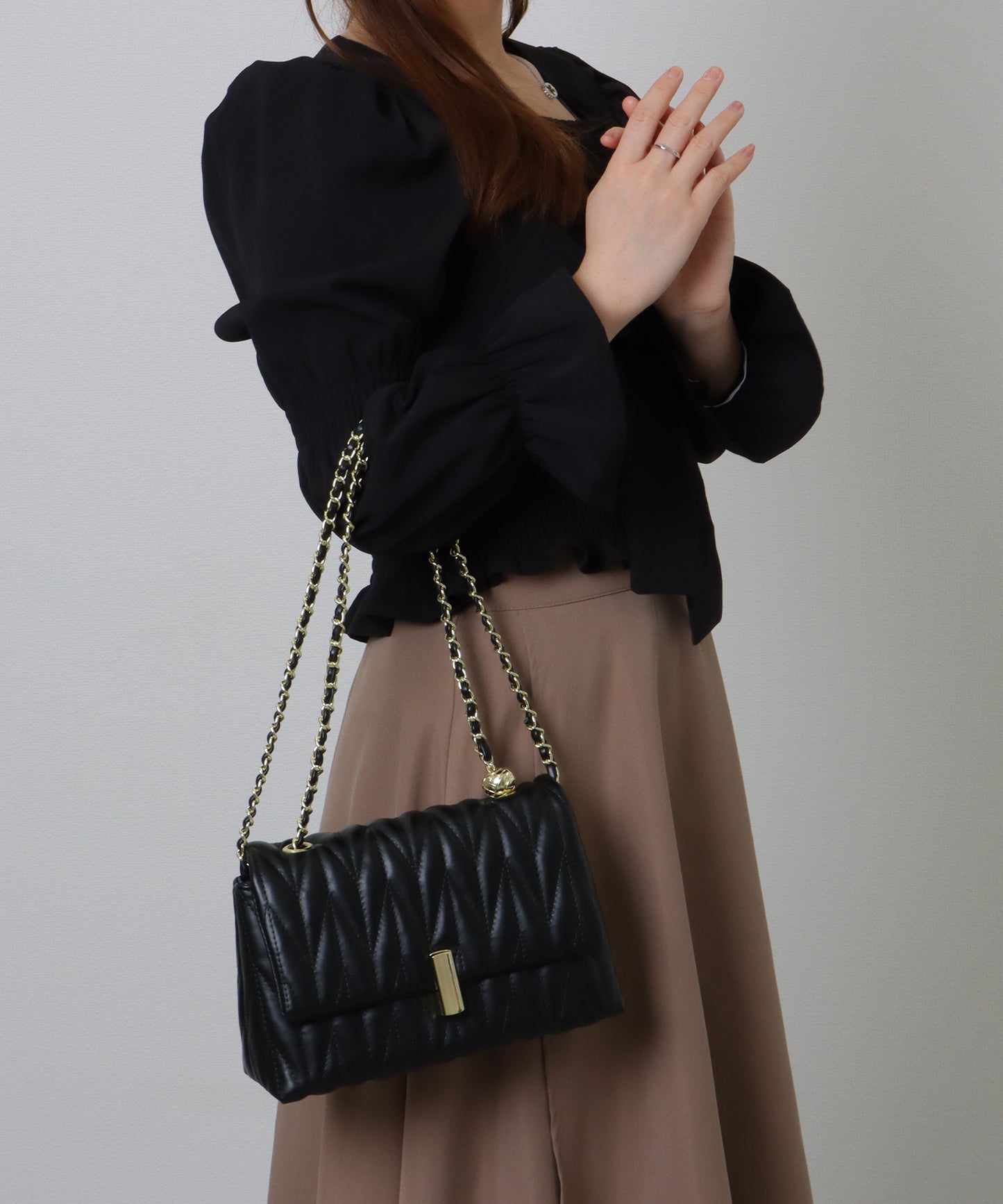 ヘリンボーン ステッチ 2WAY チェーン バッグ