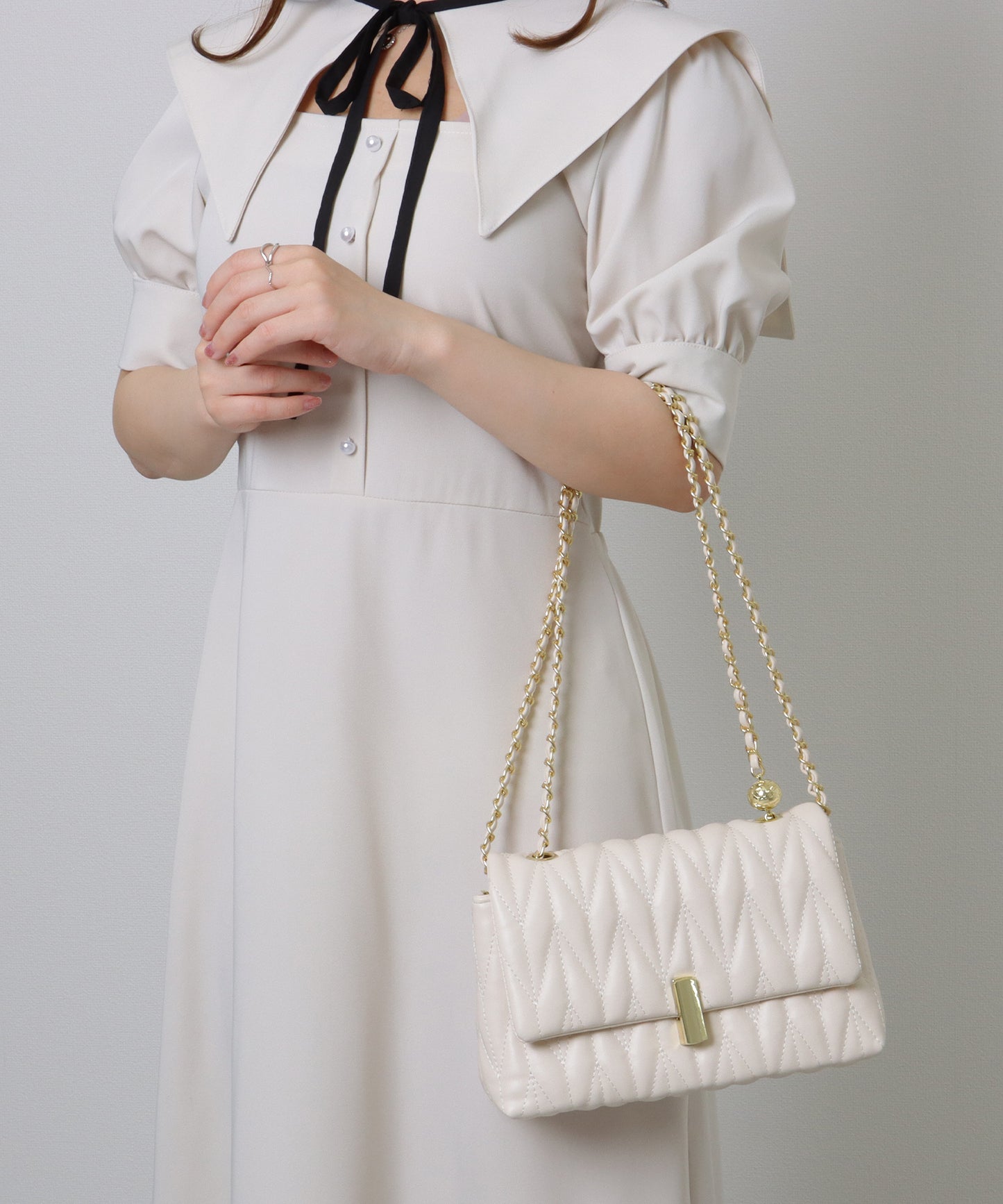 ヘリンボーン ステッチ 2WAY チェーン バッグ