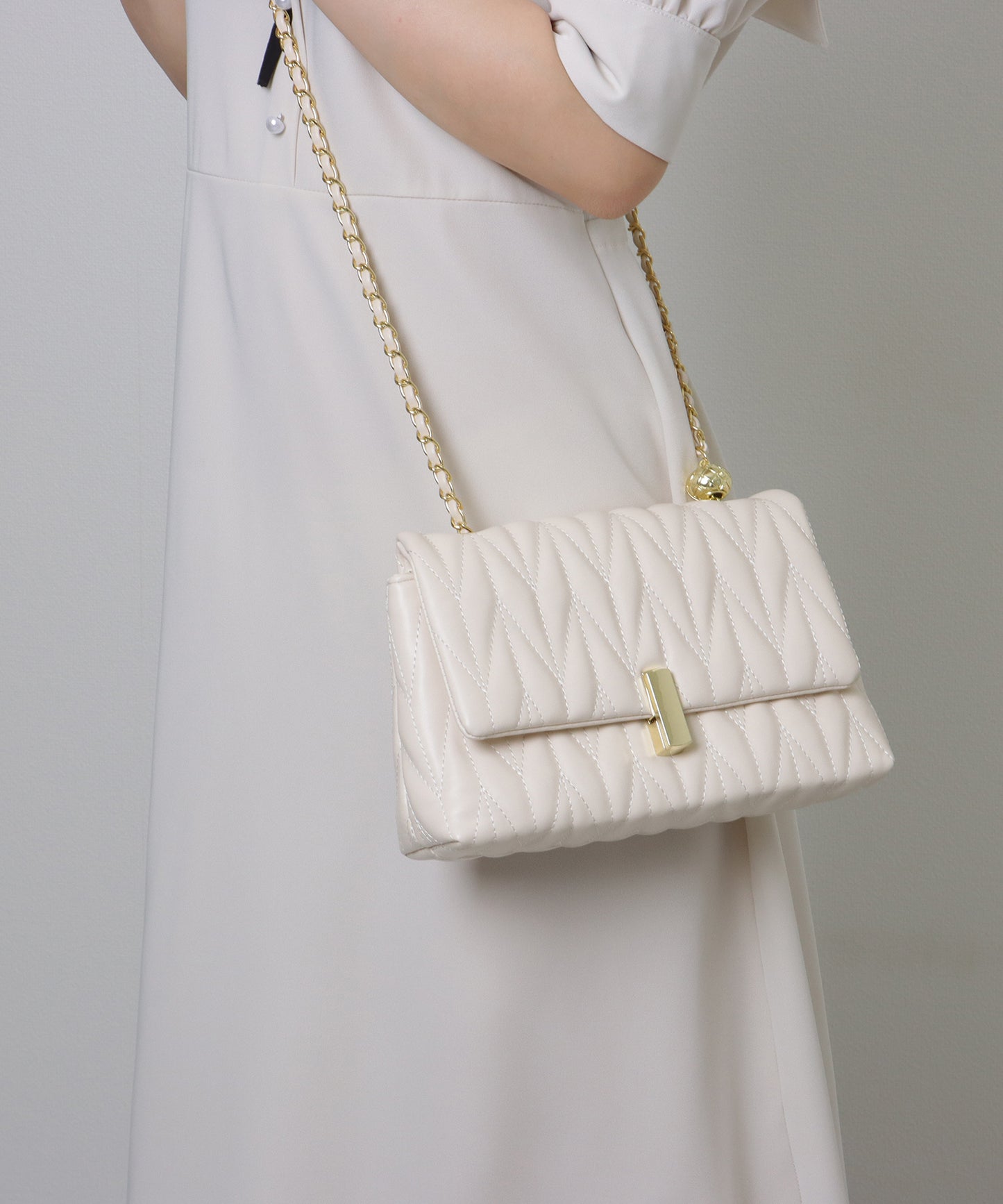 ヘリンボーン ステッチ 2WAY チェーン バッグ