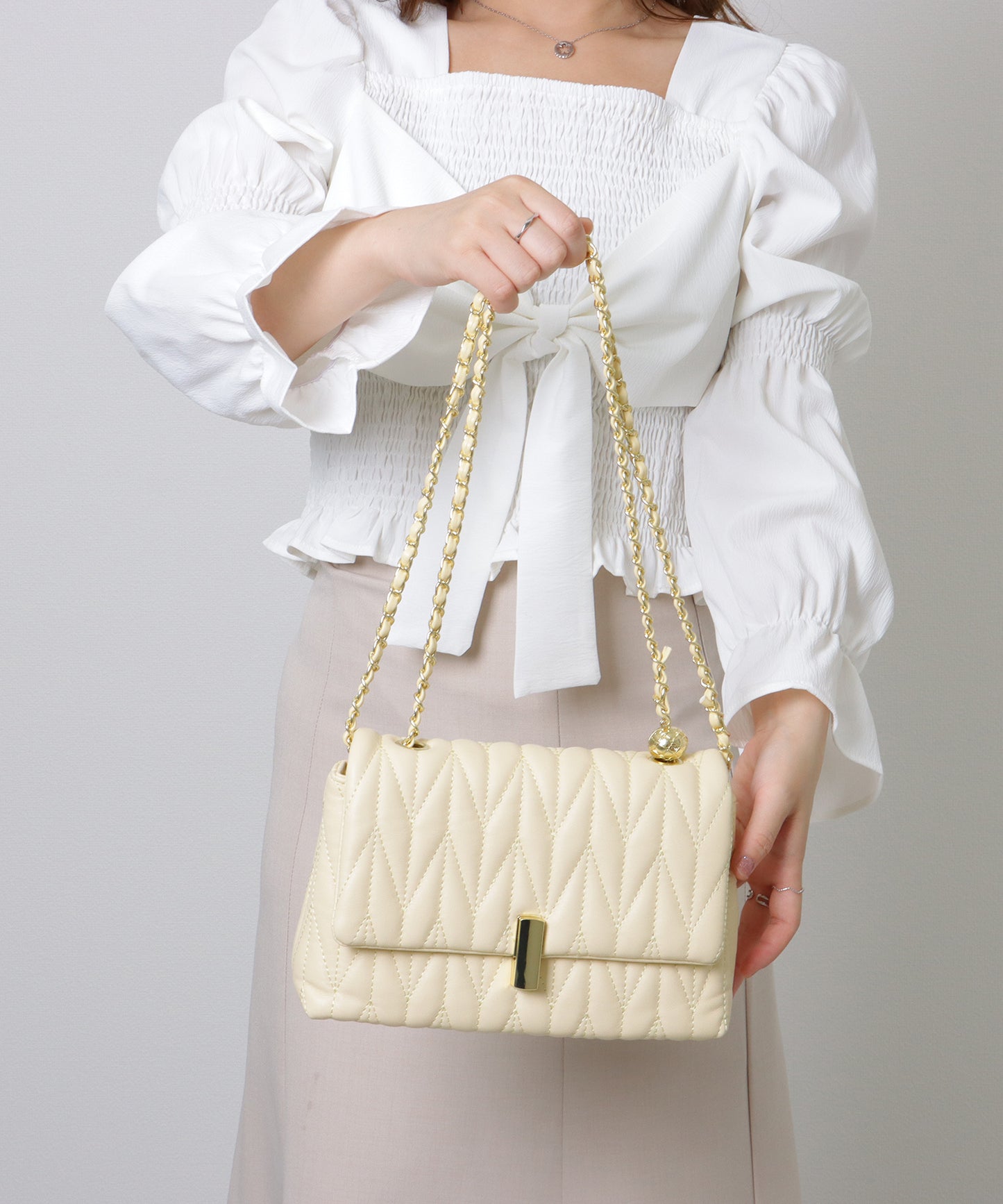 ヘリンボーン ステッチ 2WAY チェーン バッグ