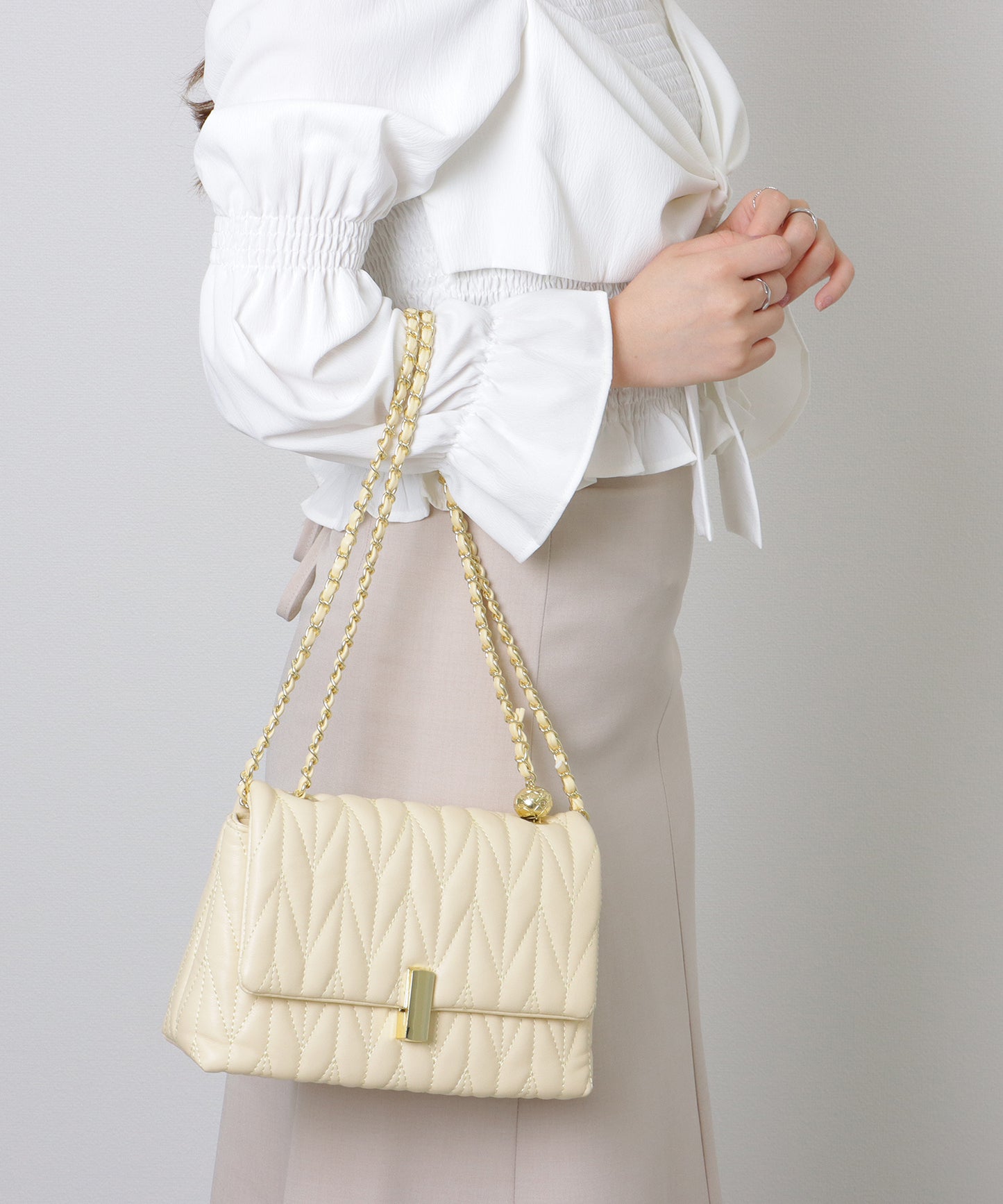 ヘリンボーン ステッチ 2WAY チェーン バッグ