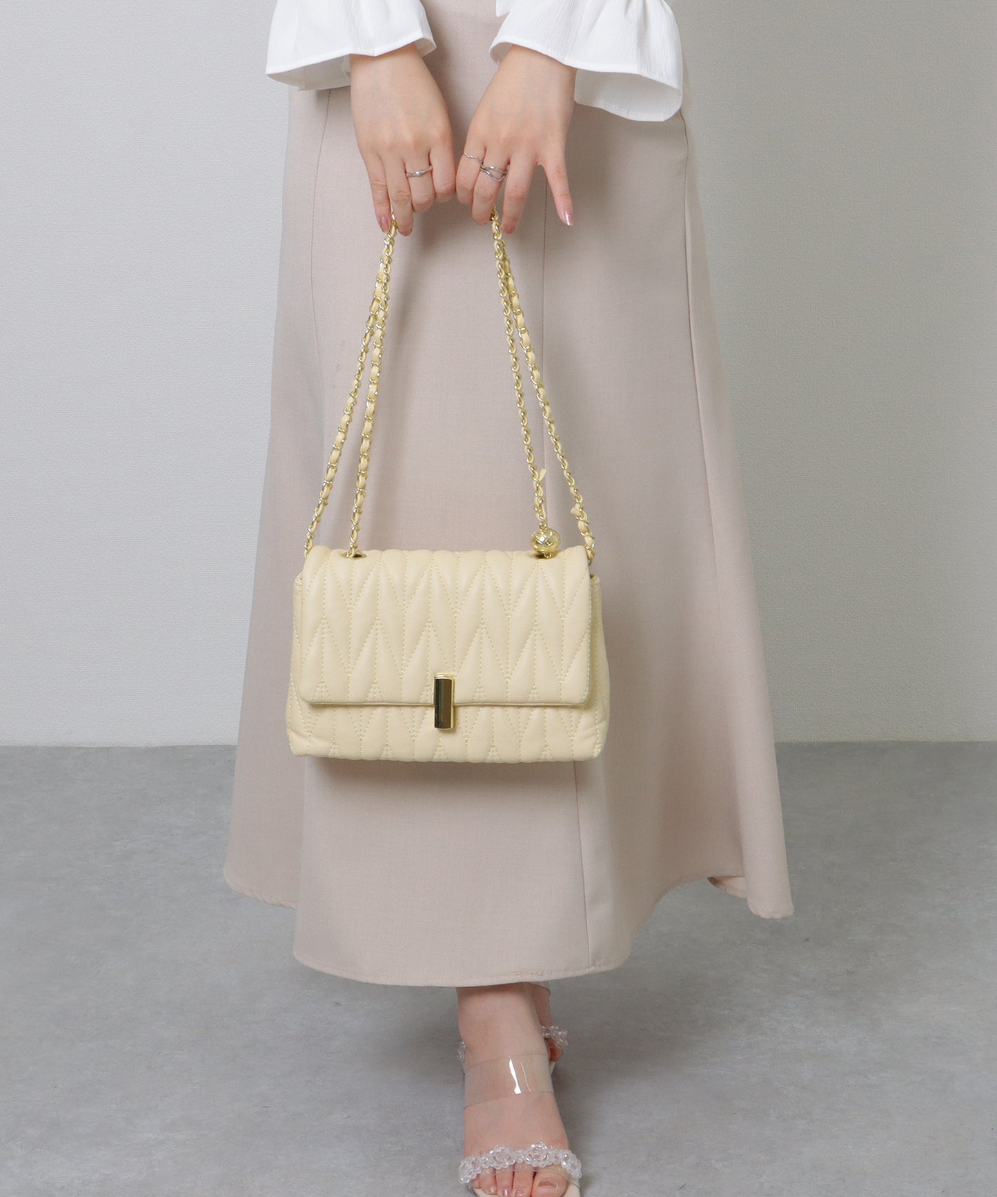 ヘリンボーン ステッチ 2WAY チェーン バッグ