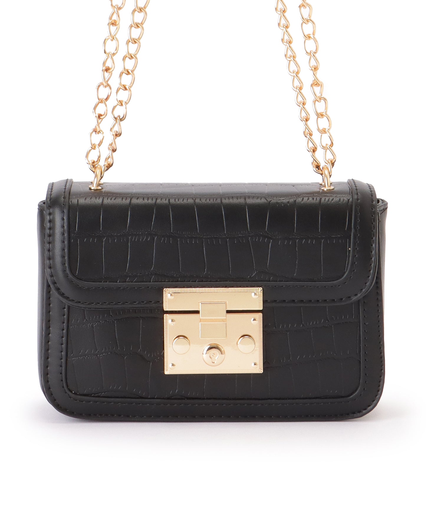 クロコ風 型押し スクエア ショルダーバッグ