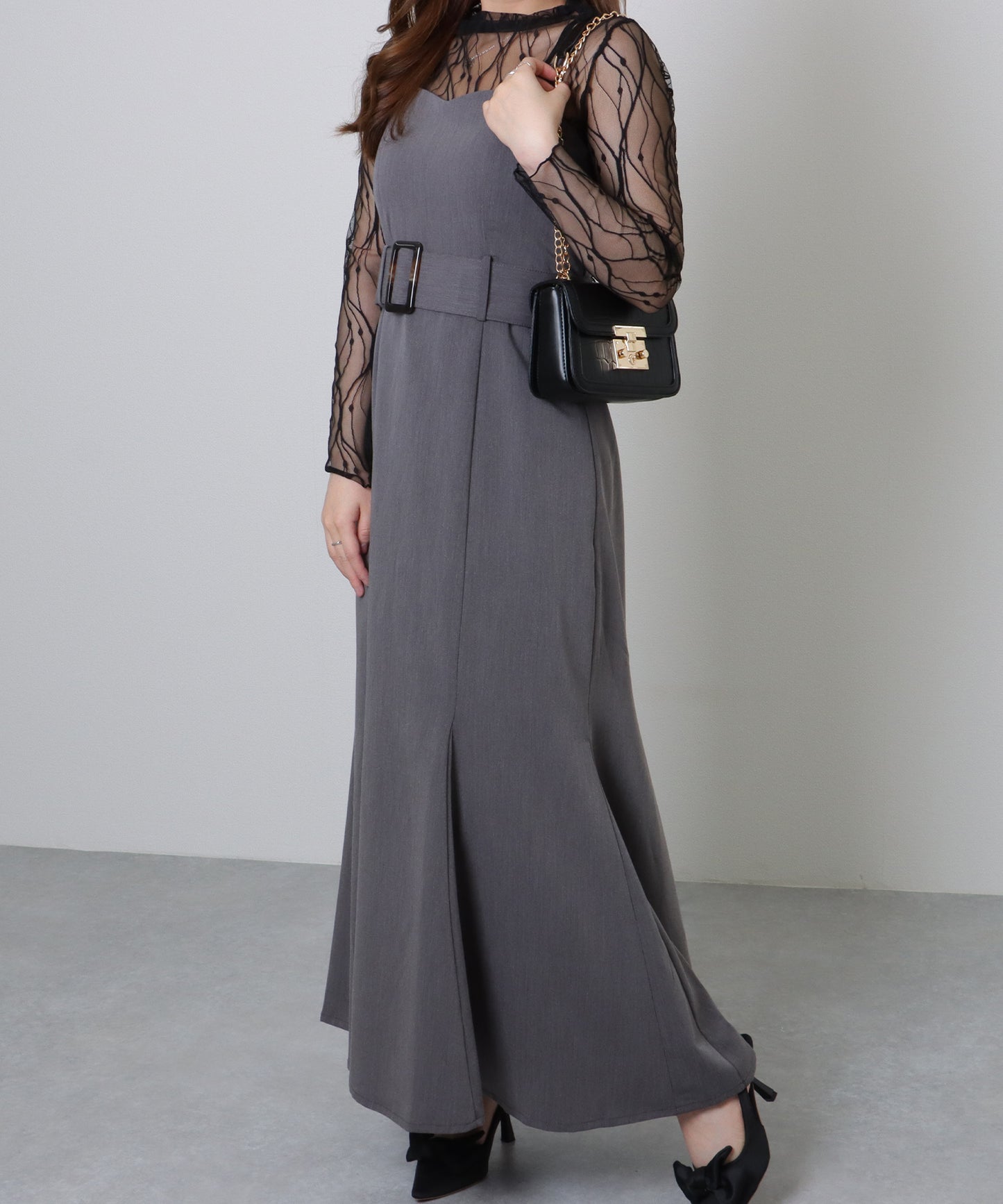 クロコ風 型押し スクエア ショルダーバッグ