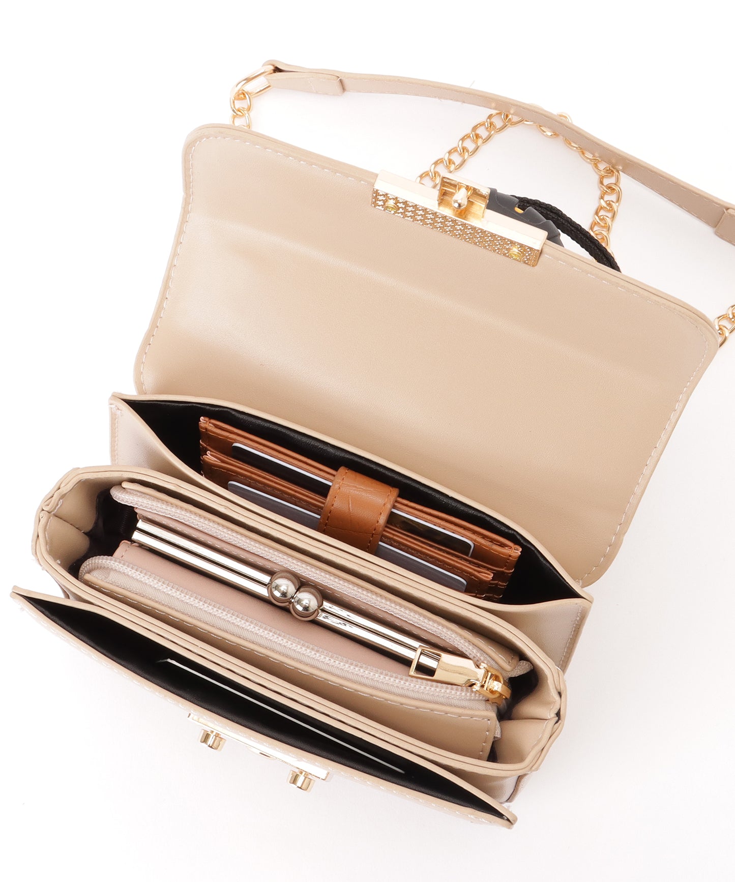 クロコ風 型押し スクエア ショルダーバッグ