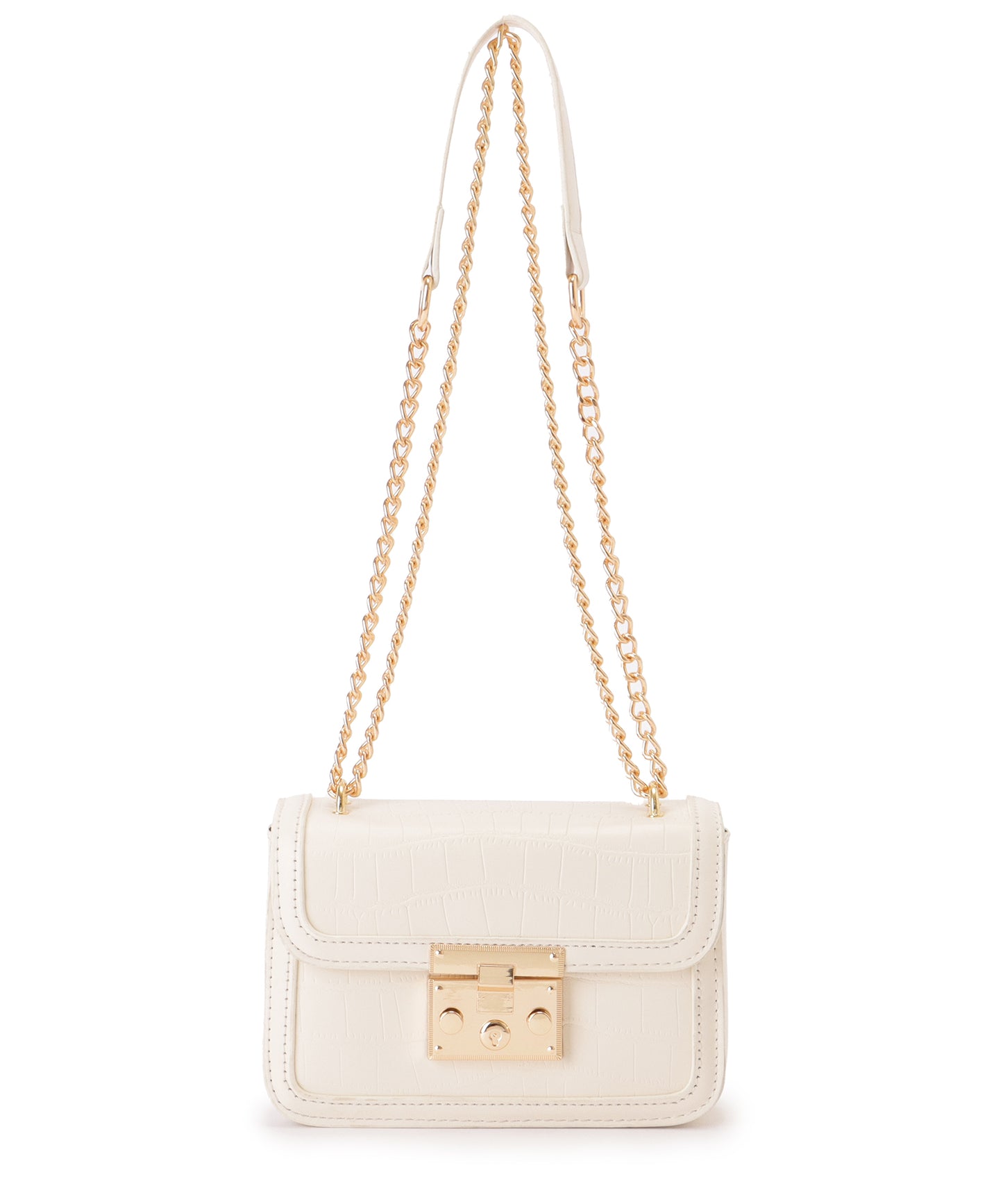 クロコ風 型押し スクエア ショルダーバッグ