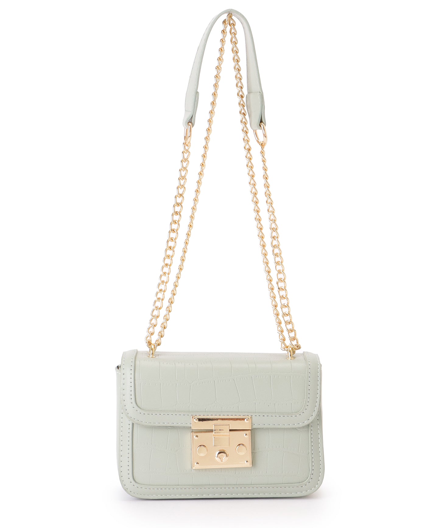 クロコ風 型押し スクエア ショルダーバッグ